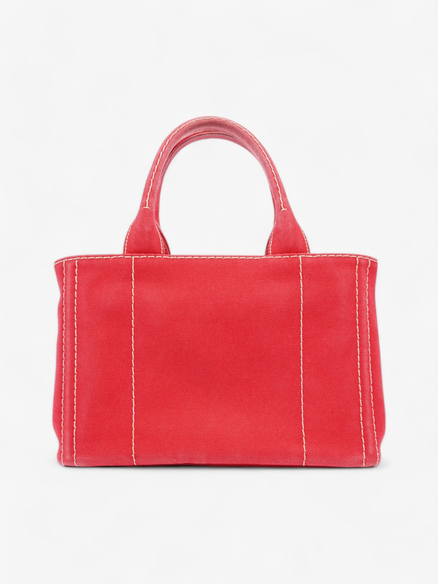 Prada Canapa 2 Way Handbag Red Cotton
