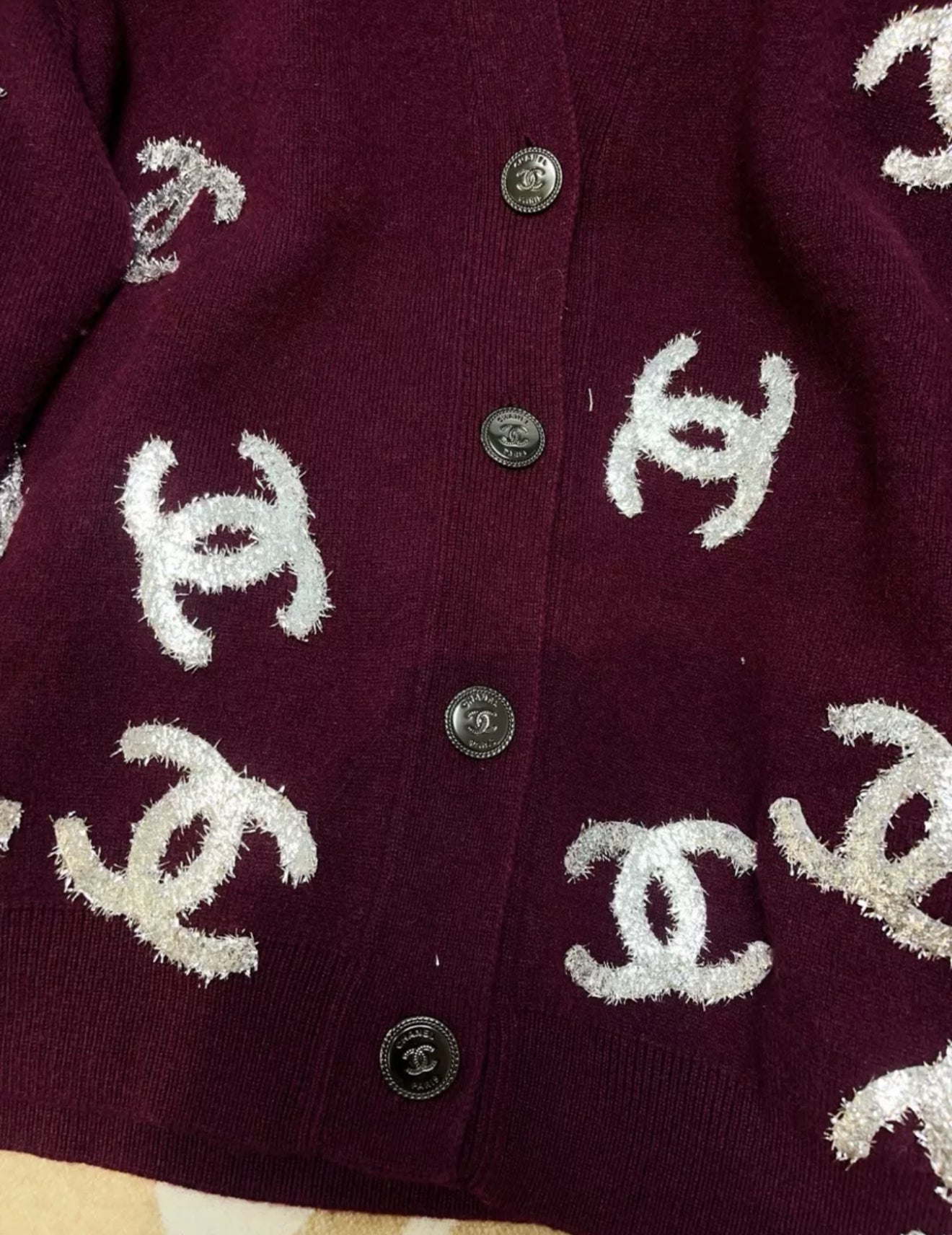 CHANEL 22A Bordeaux Cashmere Cardigan