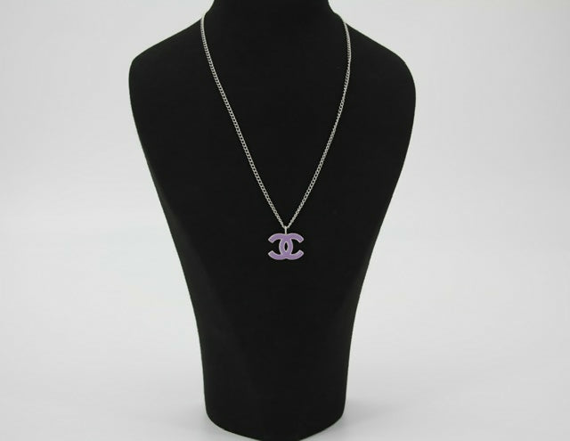 Chanel Vintage 04P Enamel Pink Purple CC Necklace