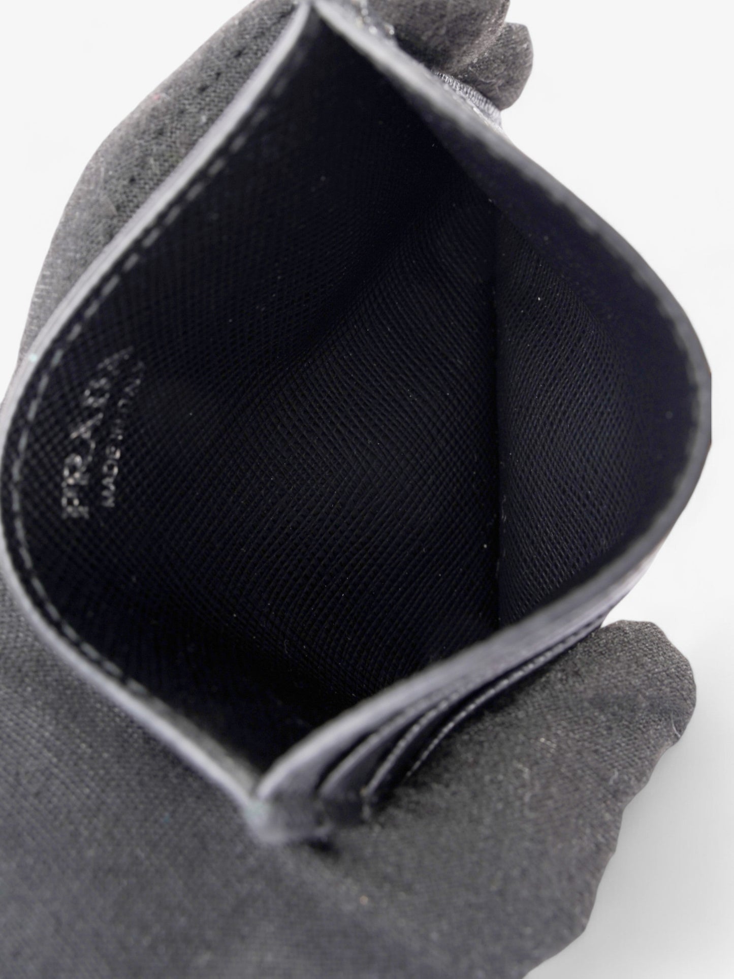 Prada Card Case Holder Black Saffiano Leather