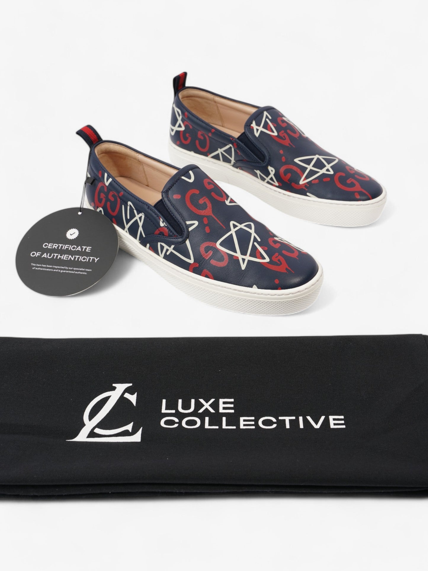 Gucci GG Star Sneakers Navy / Red / White Leather EU 38.5 UK 5.5