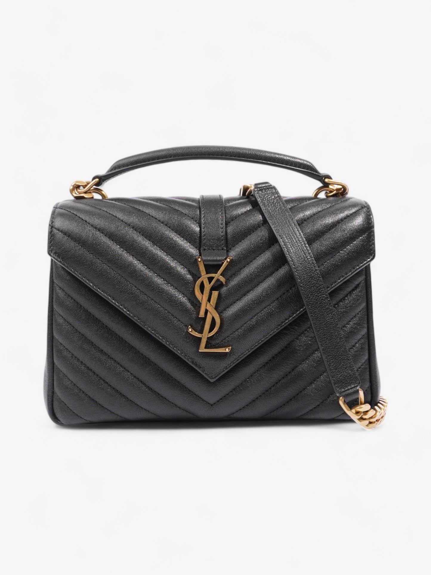 Saint Laurent College Black Lambskin Leather Medium