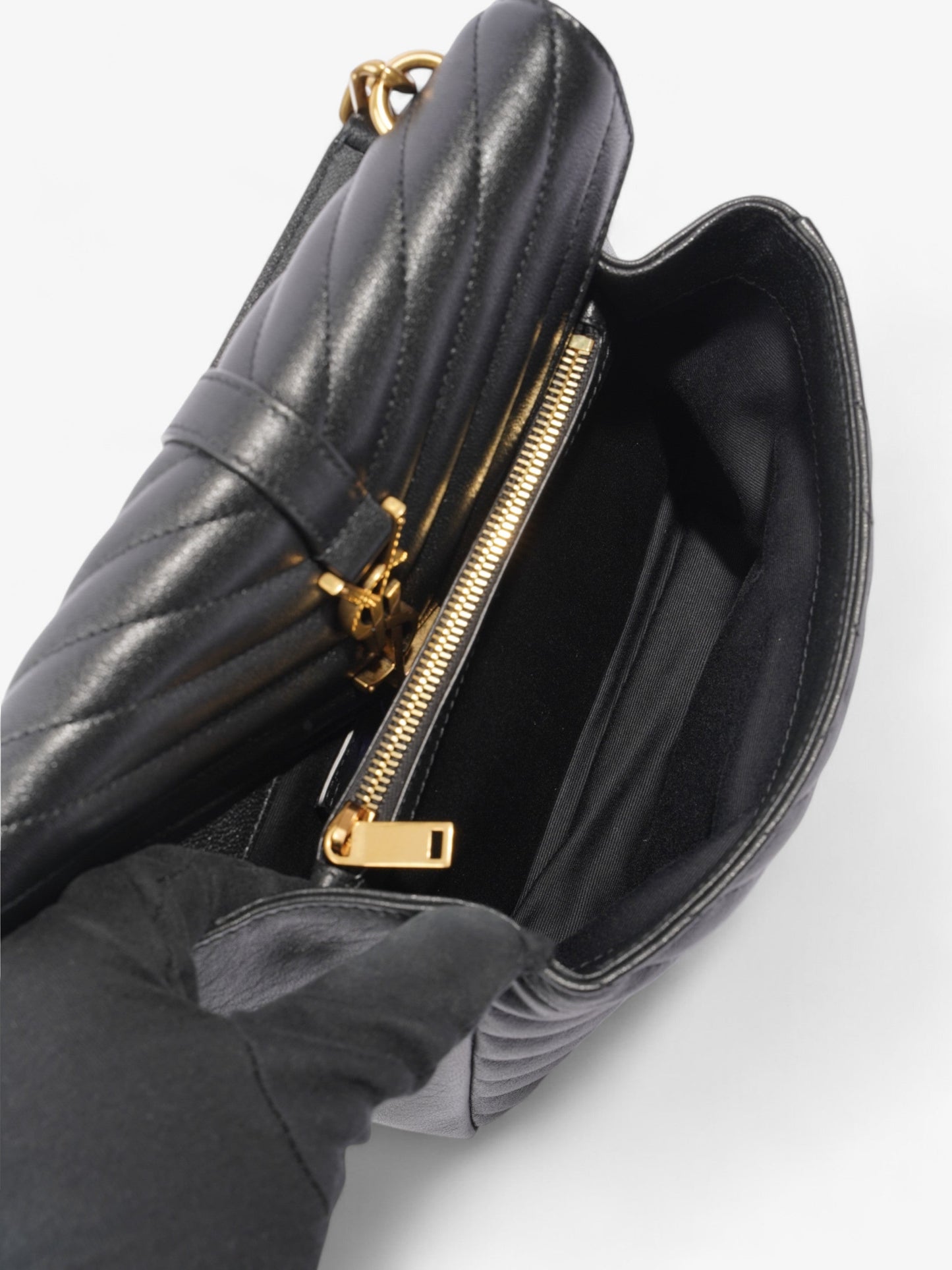 Saint Laurent College Black Lambskin Leather Medium