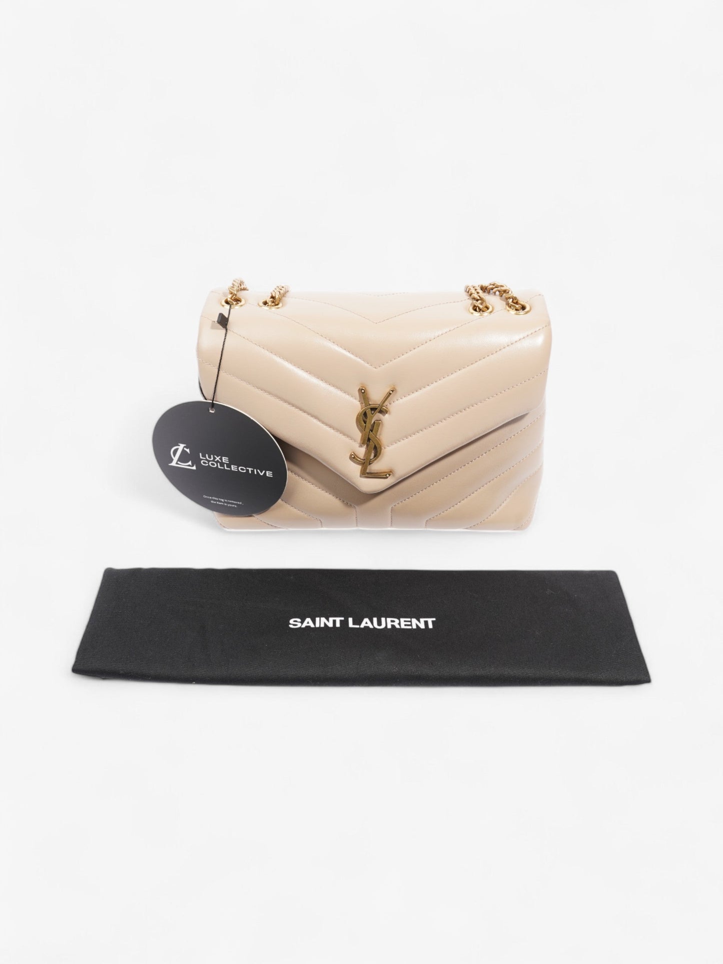 Saint Laurent Lou Lou Dark Beige Calfskin Leather Small