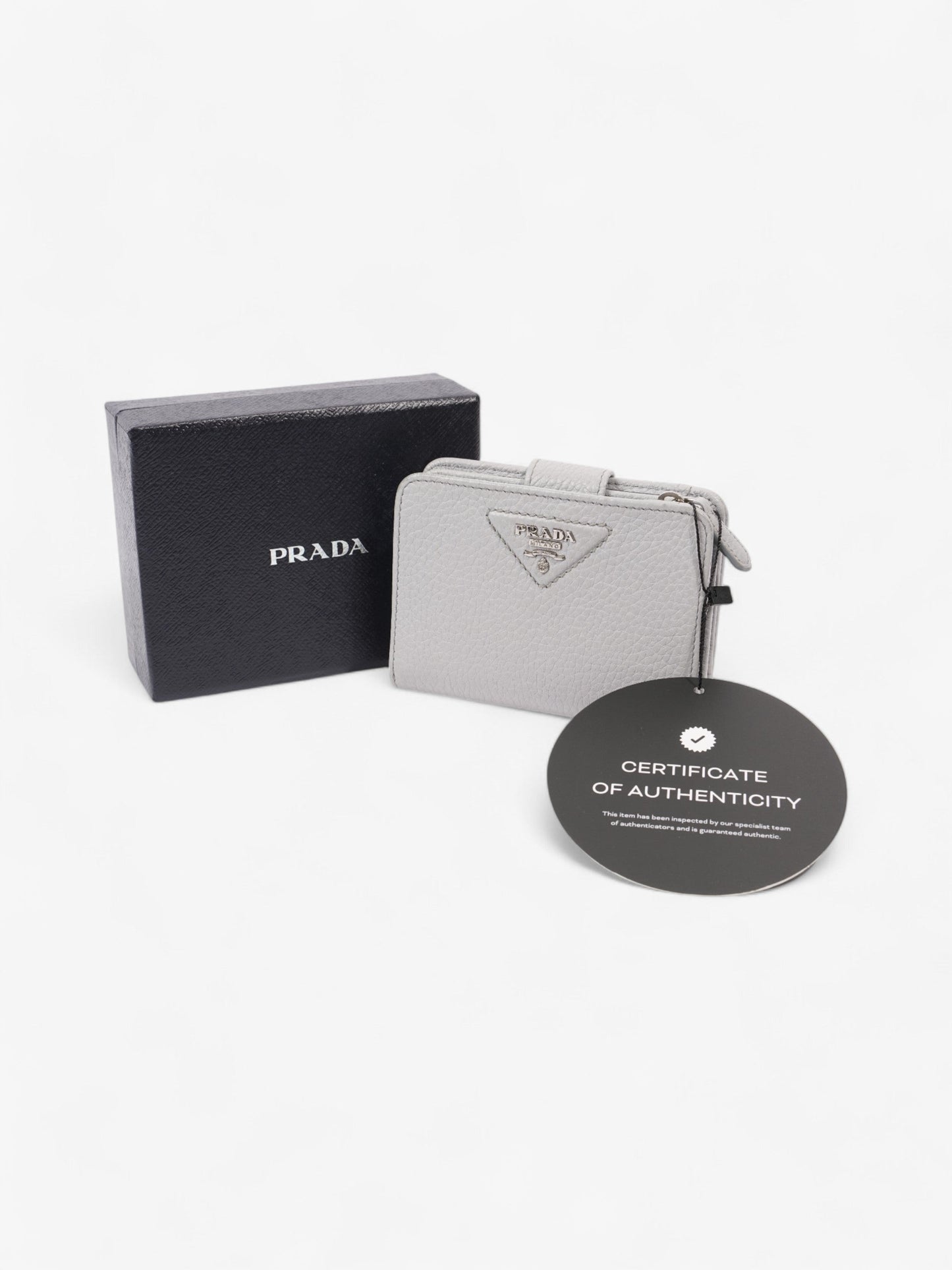 Prada Bifold Wallet Grey / Silver Leather