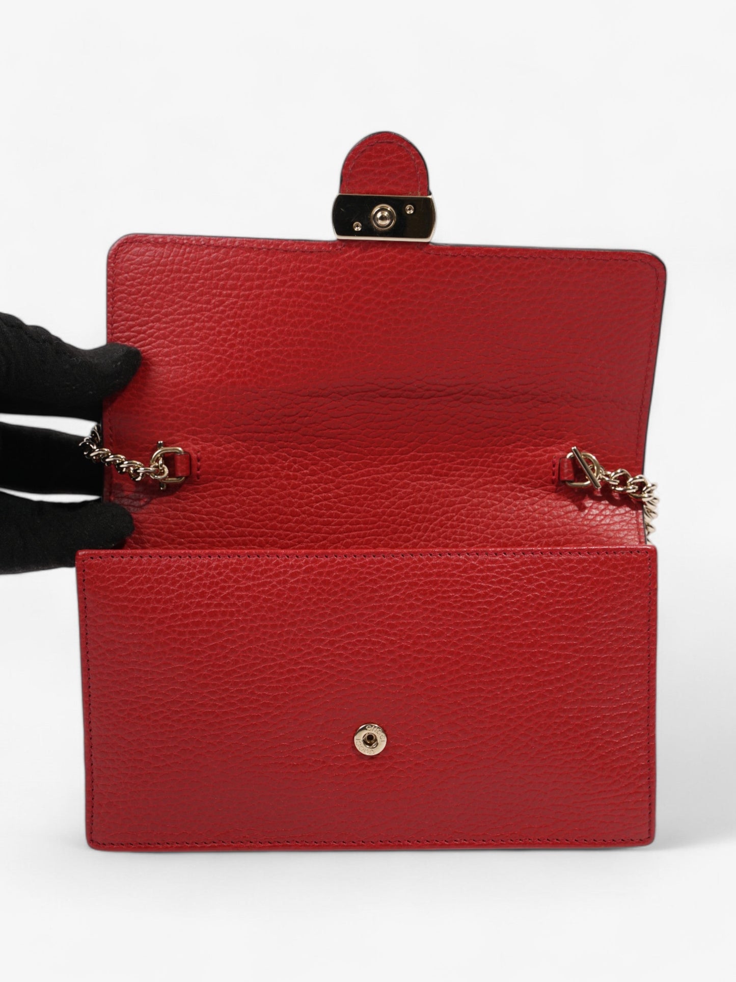 Gucci Dollar Interlocking G Chain Wallet Red Calfskin Leather