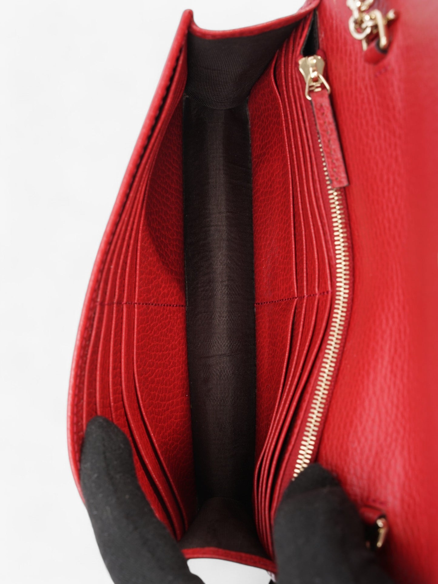 Gucci Dollar Interlocking G Chain Wallet Red Calfskin Leather