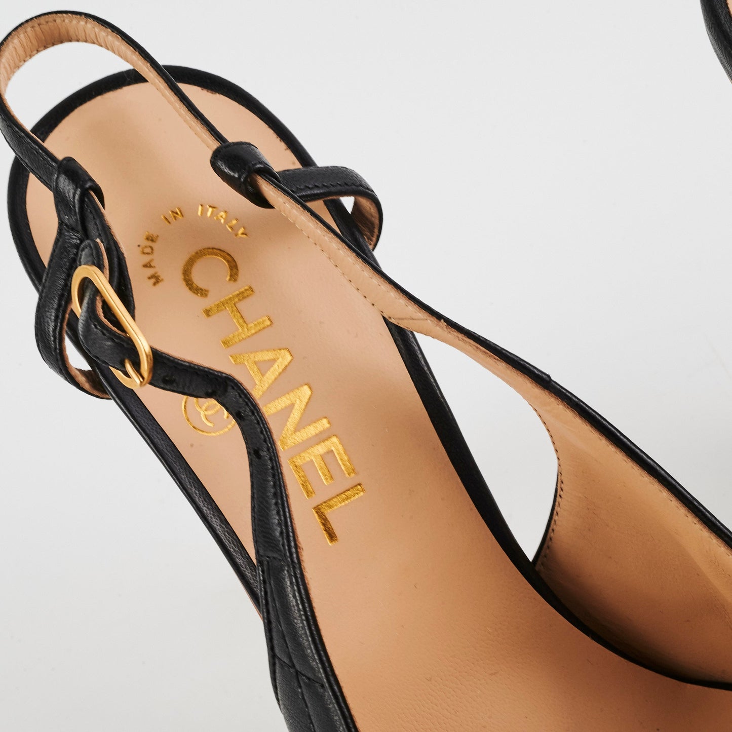 Chanel Quilted Heels Cork lambskin Black (Size 39.5)