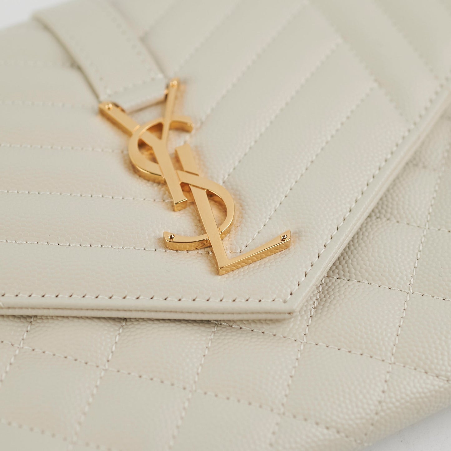Saint Laurent Evelope Flap Pouch Cream