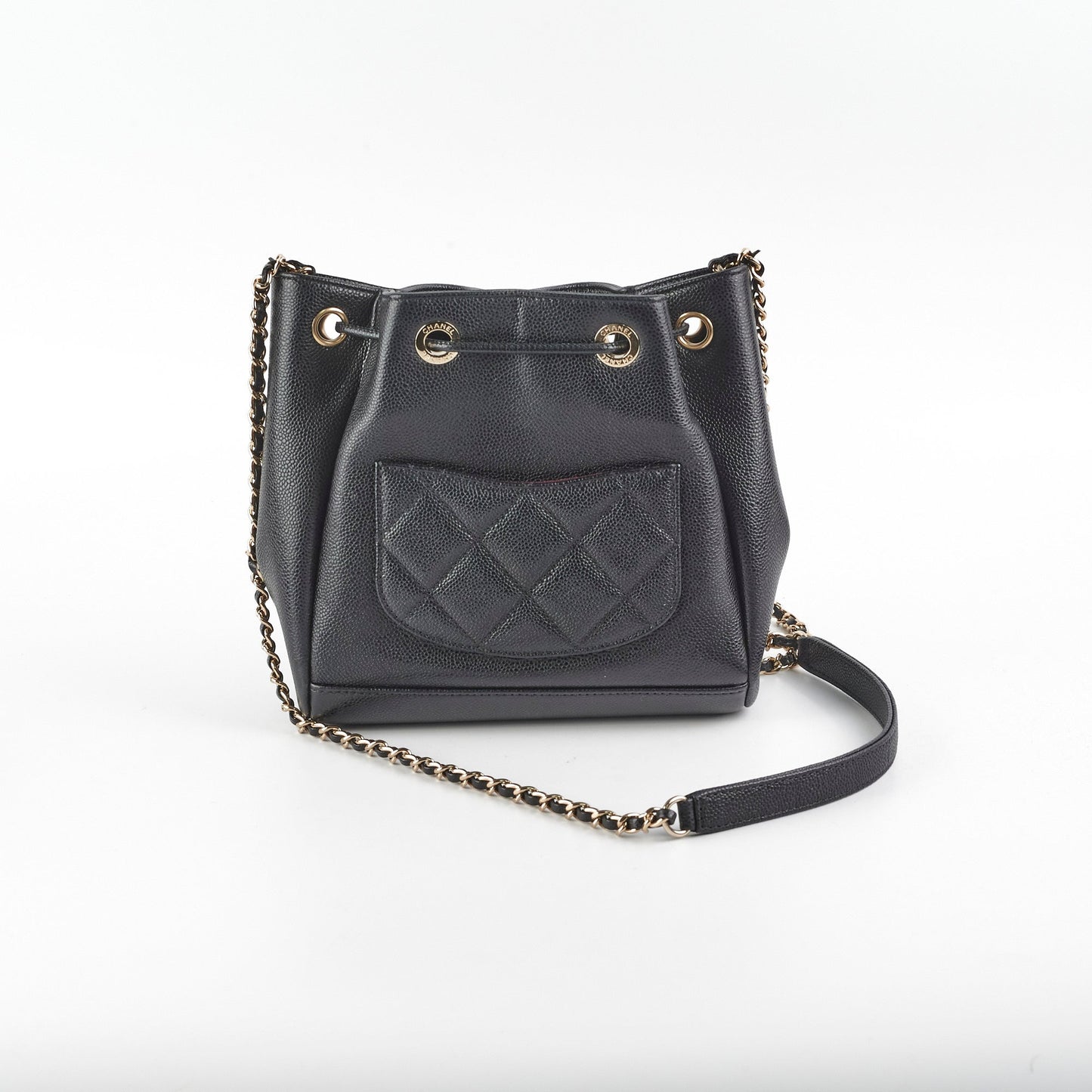 Chanel Drawstring Bucket Caviar Black