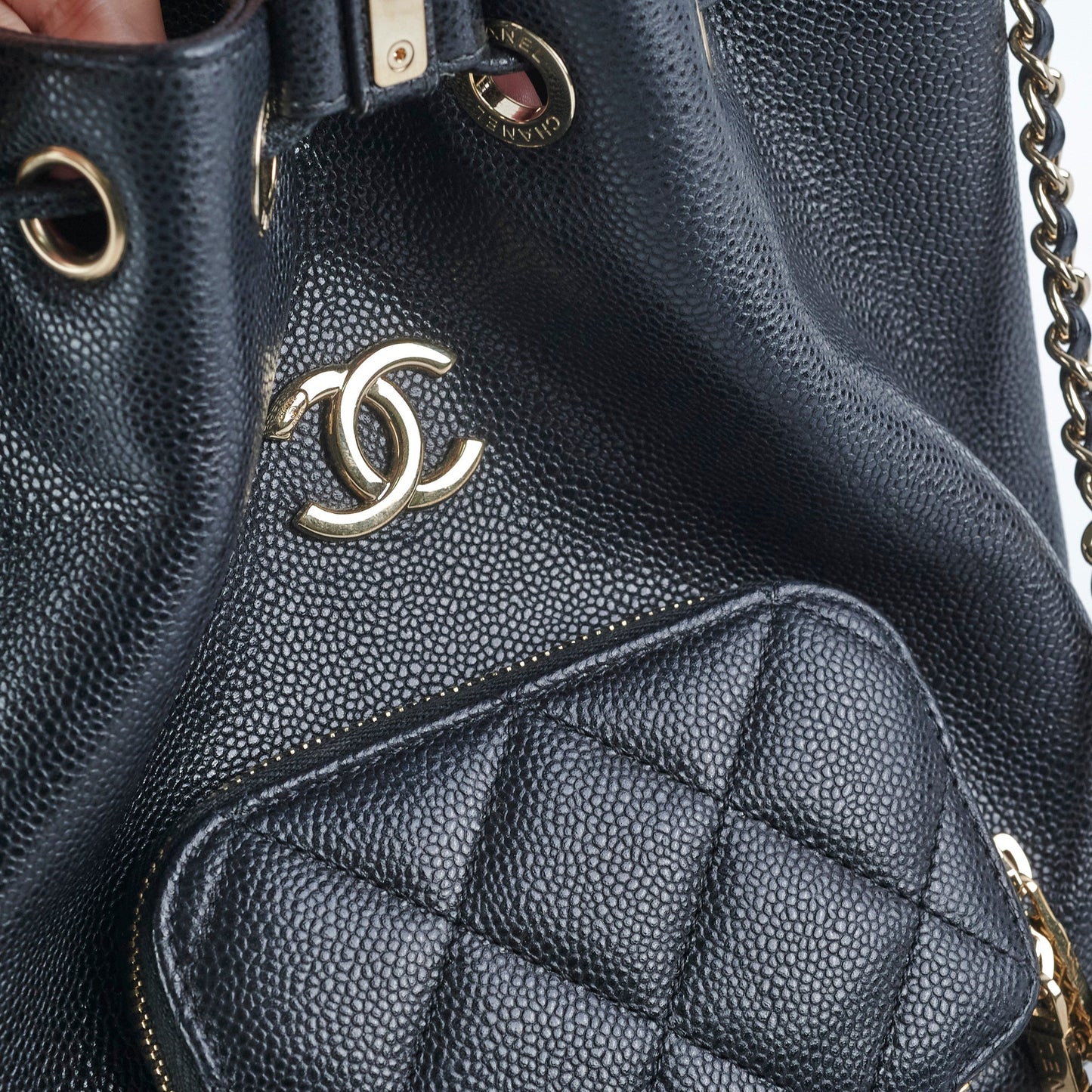 Chanel Drawstring Bucket Caviar Black