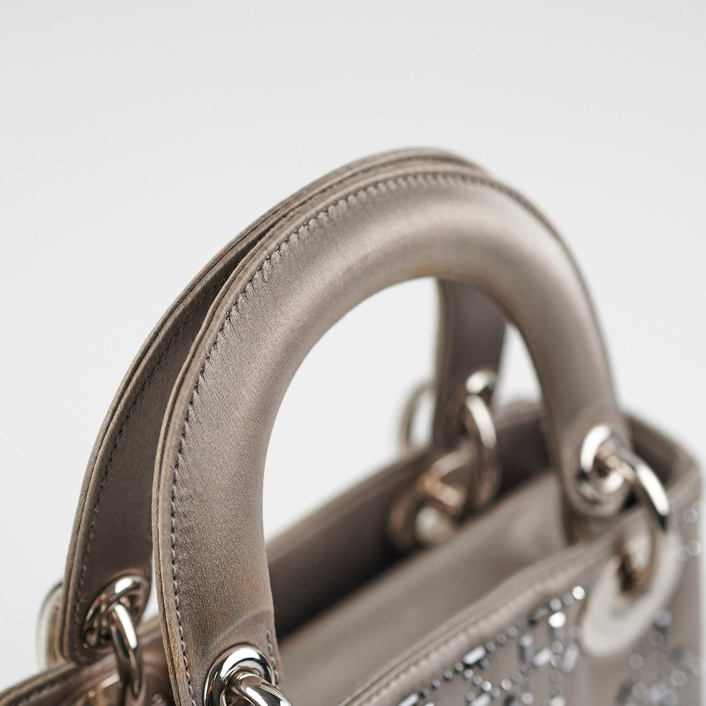 Christian Dior Mini Lady Dior Satin Grey Crystal