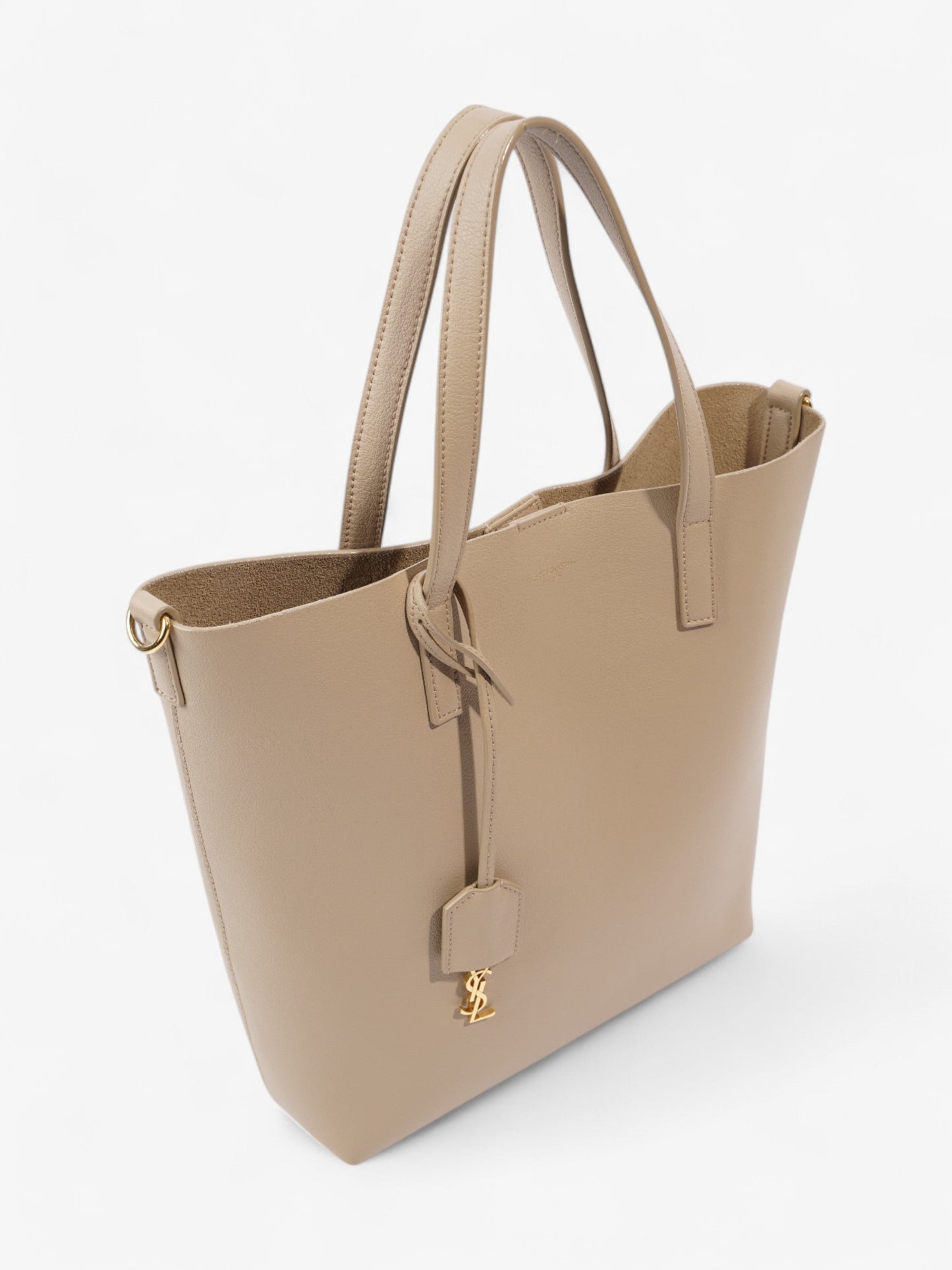 Saint Laurent Shopping Bag Dark Beige Calfskin Leather Toy