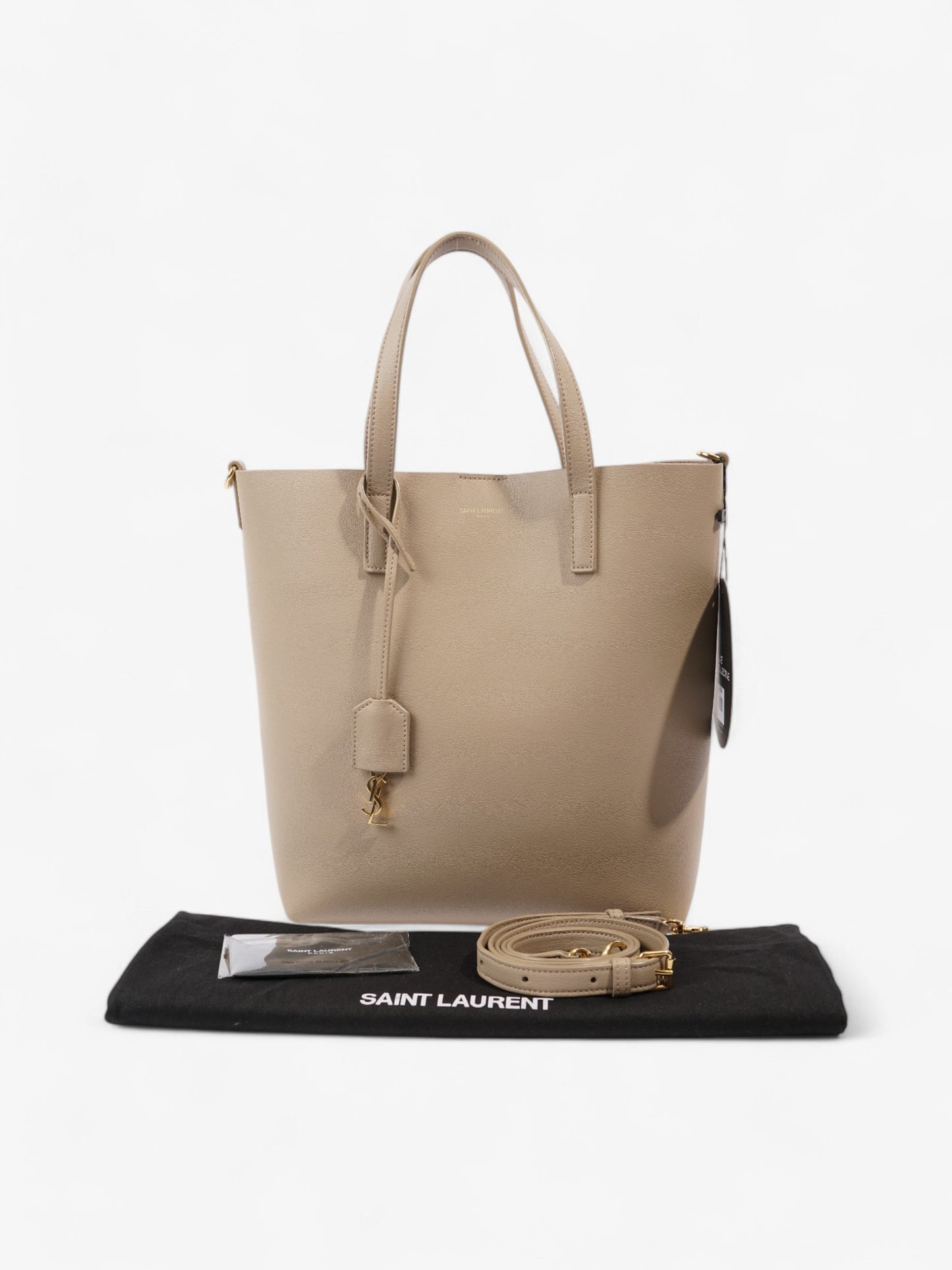 Saint Laurent Shopping Bag Dark Beige Calfskin Leather Toy
