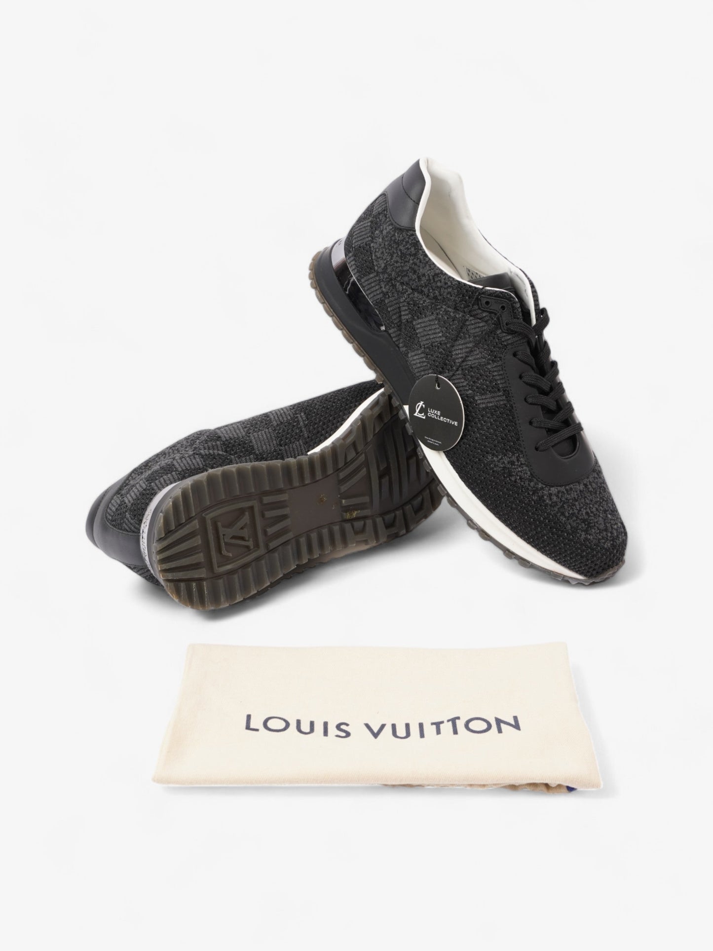 Louis Vuitton Damier Run Away Sneakers Black / Grey Tweed EU 42 UK 8