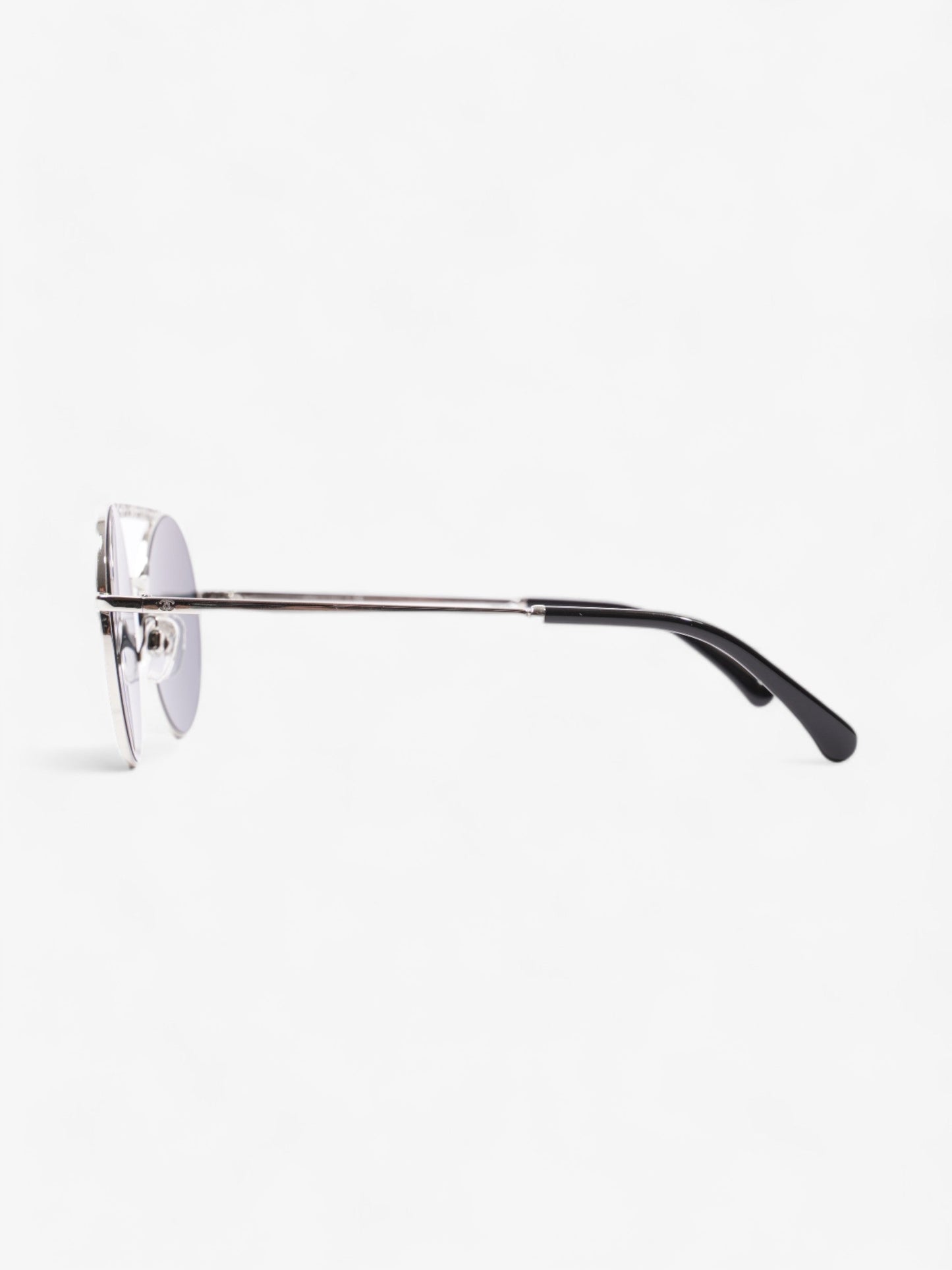 Chanel Round Sunglasses Silver Acetate 140mm