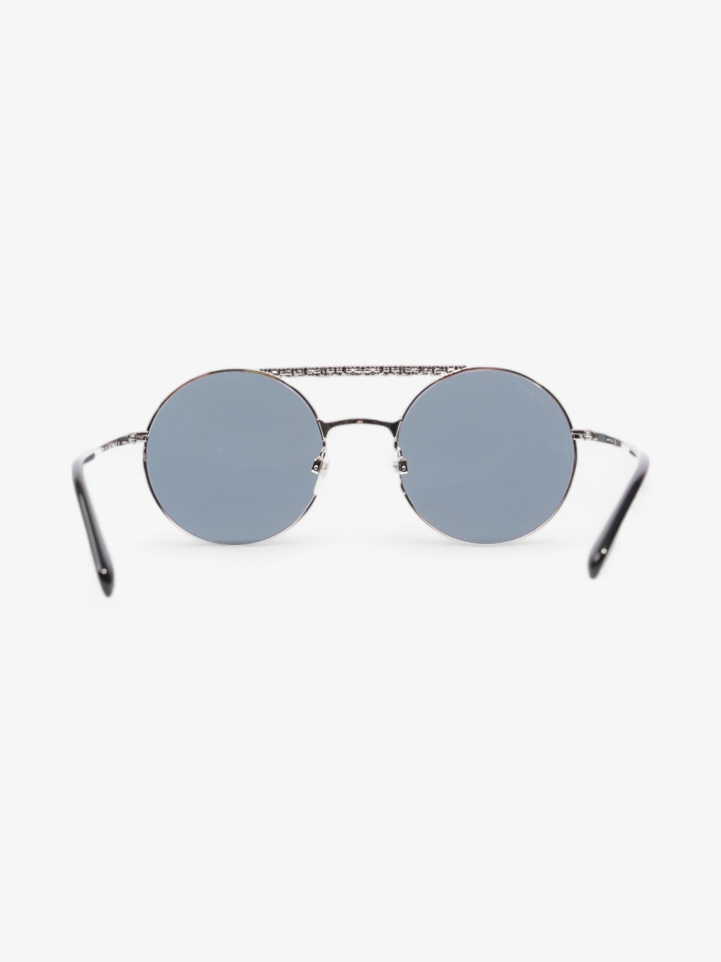 Chanel Round Sunglasses Silver Acetate 140mm