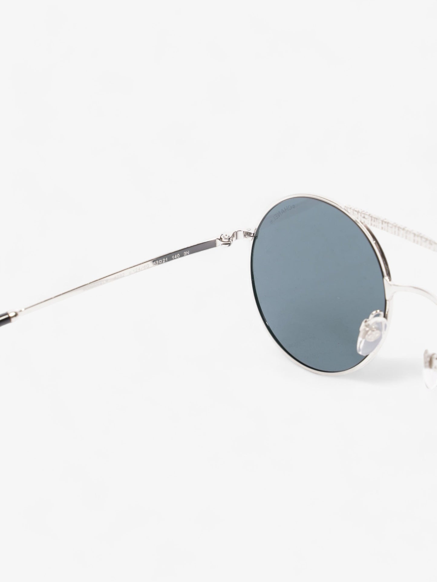 Chanel Round Sunglasses Silver Acetate 140mm