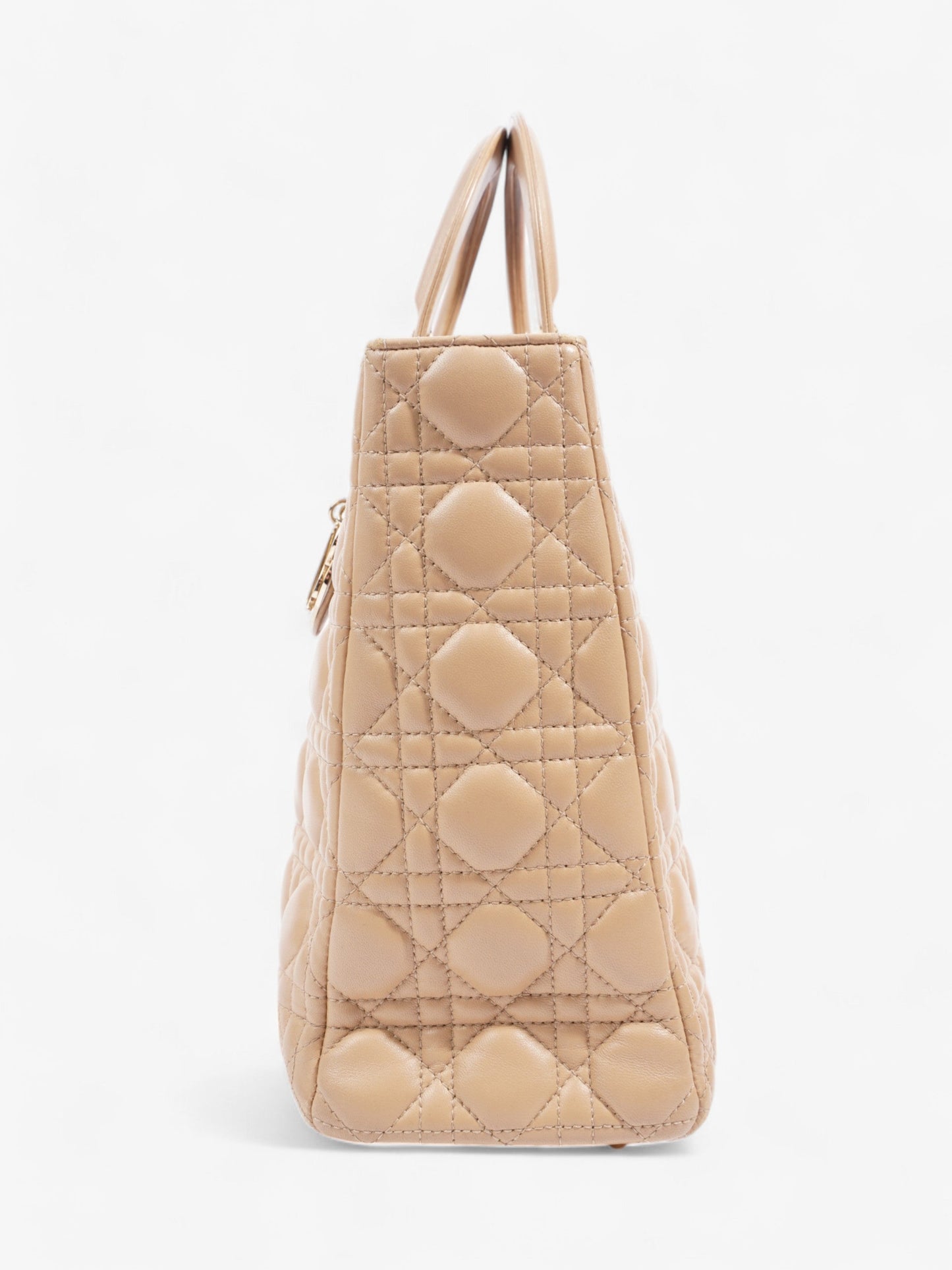 Christian Dior Lady Dior Beige Lambskin Leather Large