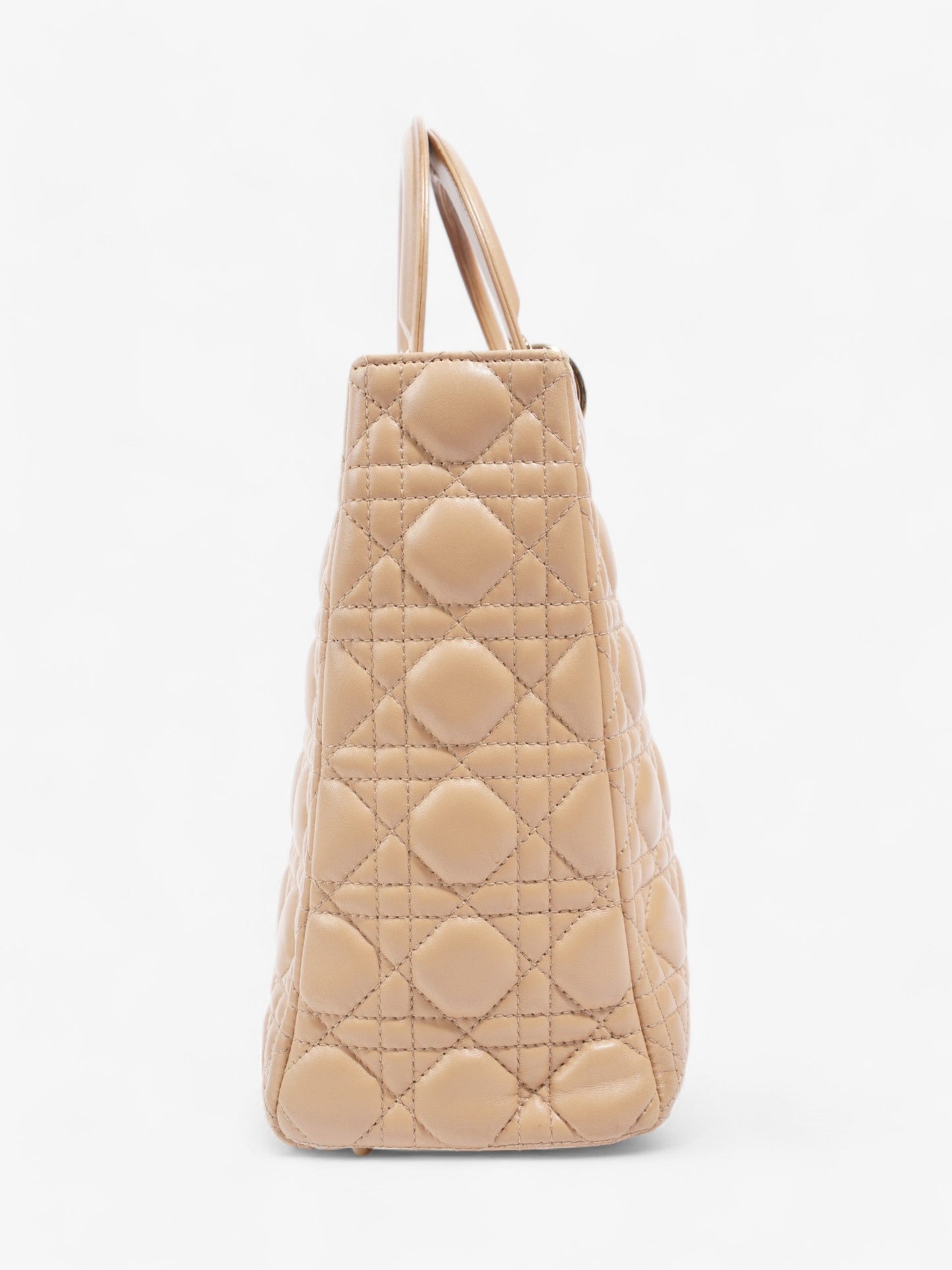Christian Dior Lady Dior Beige Lambskin Leather Large