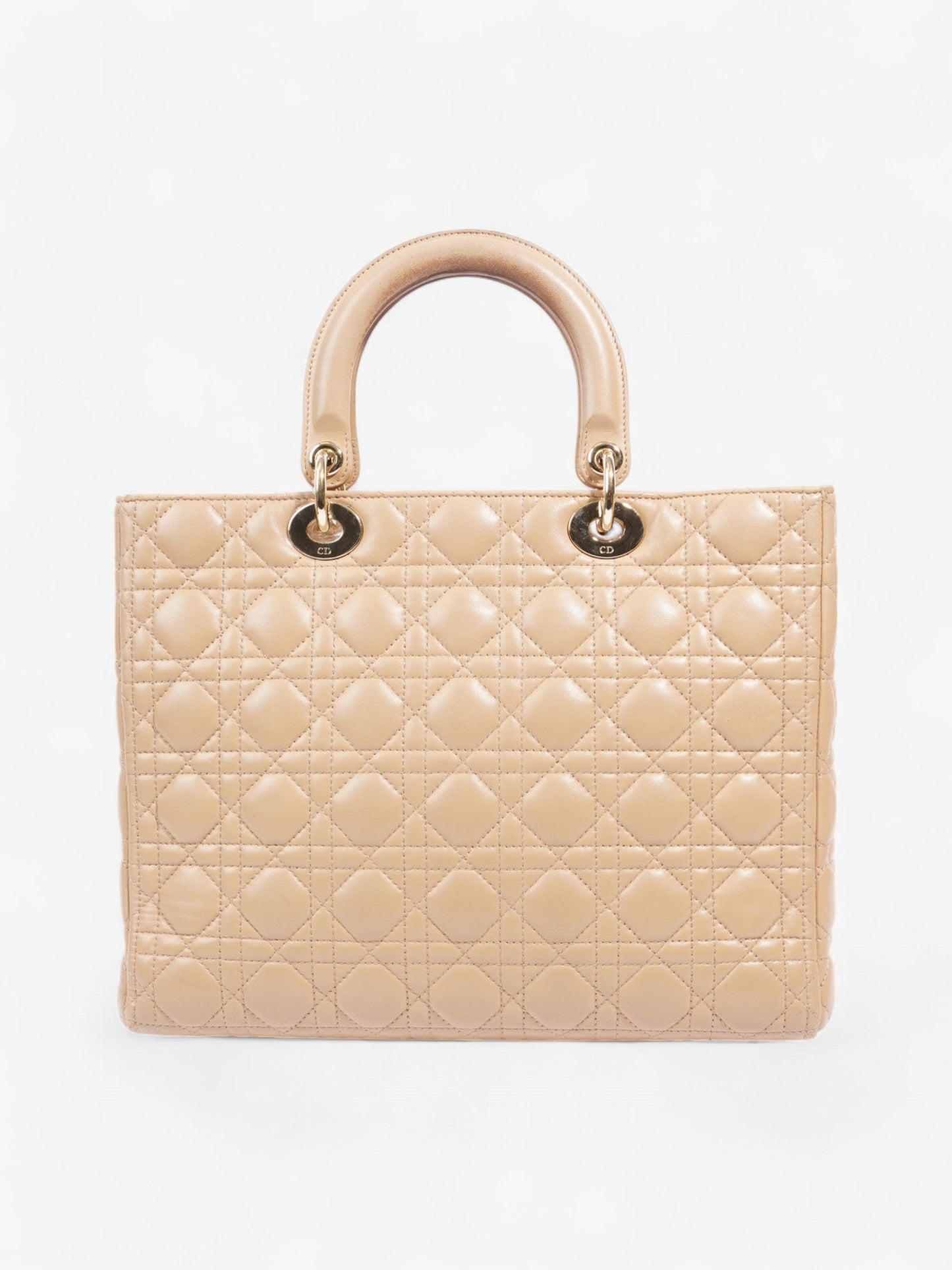 Christian Dior Lady Dior Beige Lambskin Leather Large