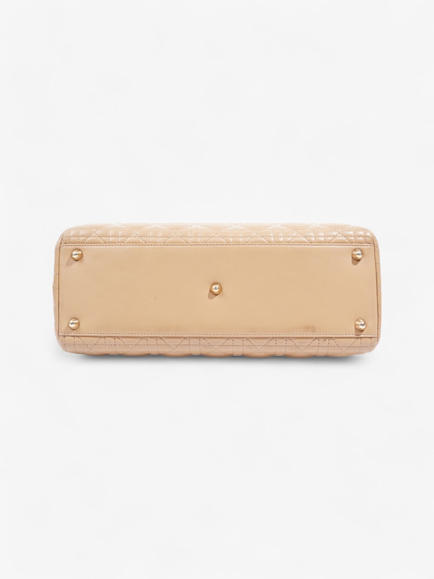 Christian Dior Lady Dior Beige Lambskin Leather Large