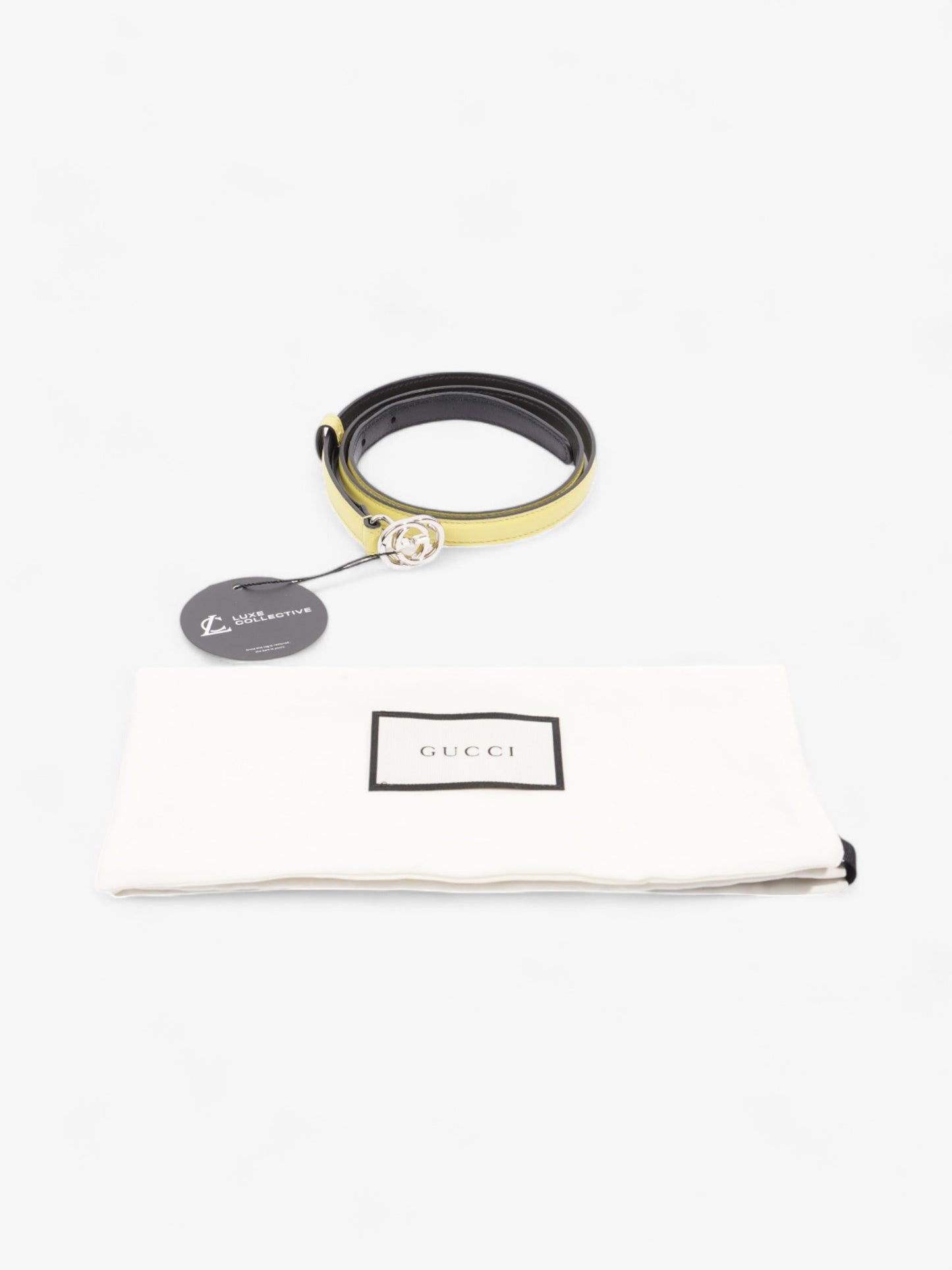 Gucci Interlocking G Belt Yellow / Silver Leather 80cm / 32"