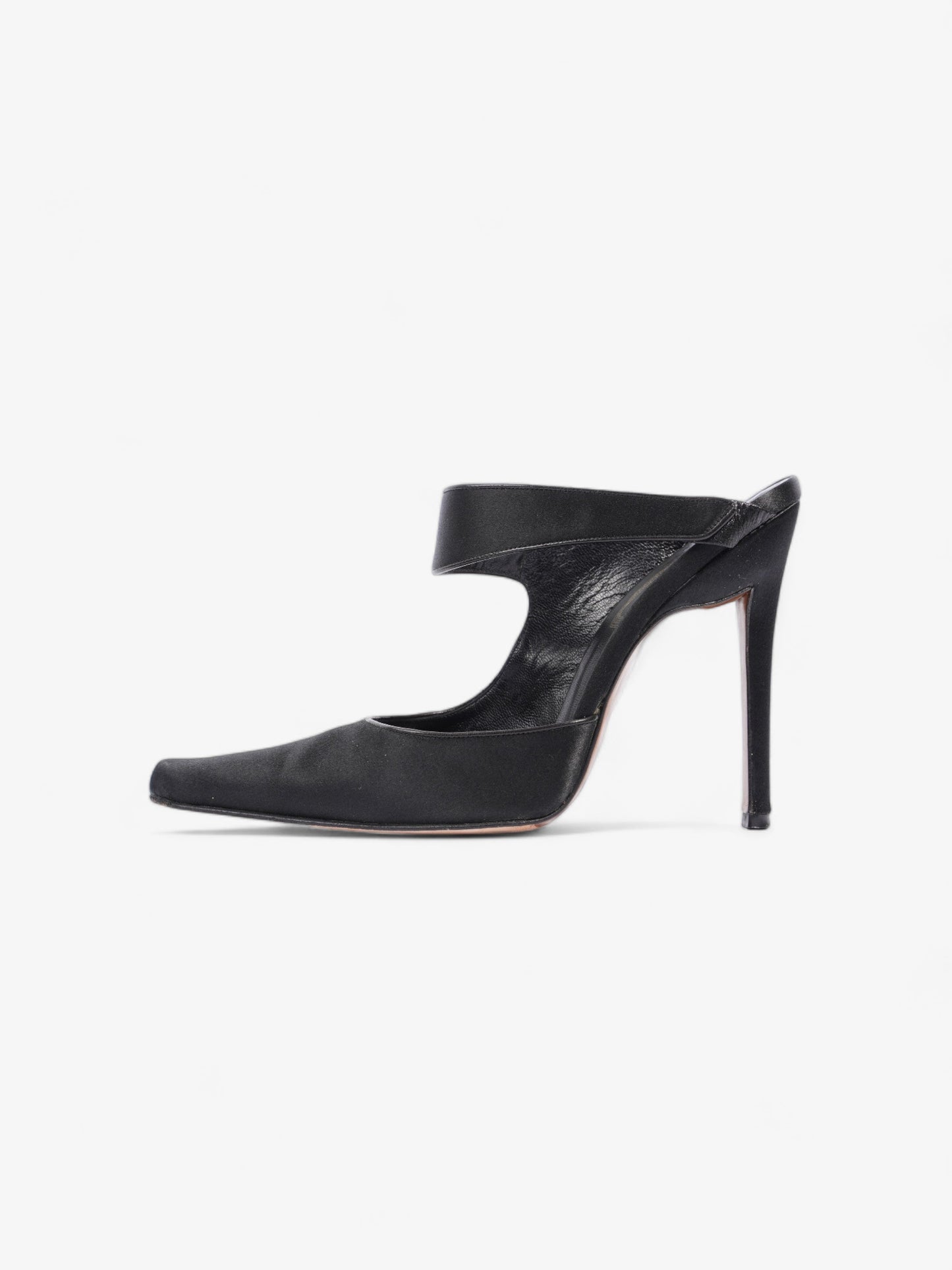 Christian Dior Strap Pointed Heels 110mm Black Satin EU 39 UK 6