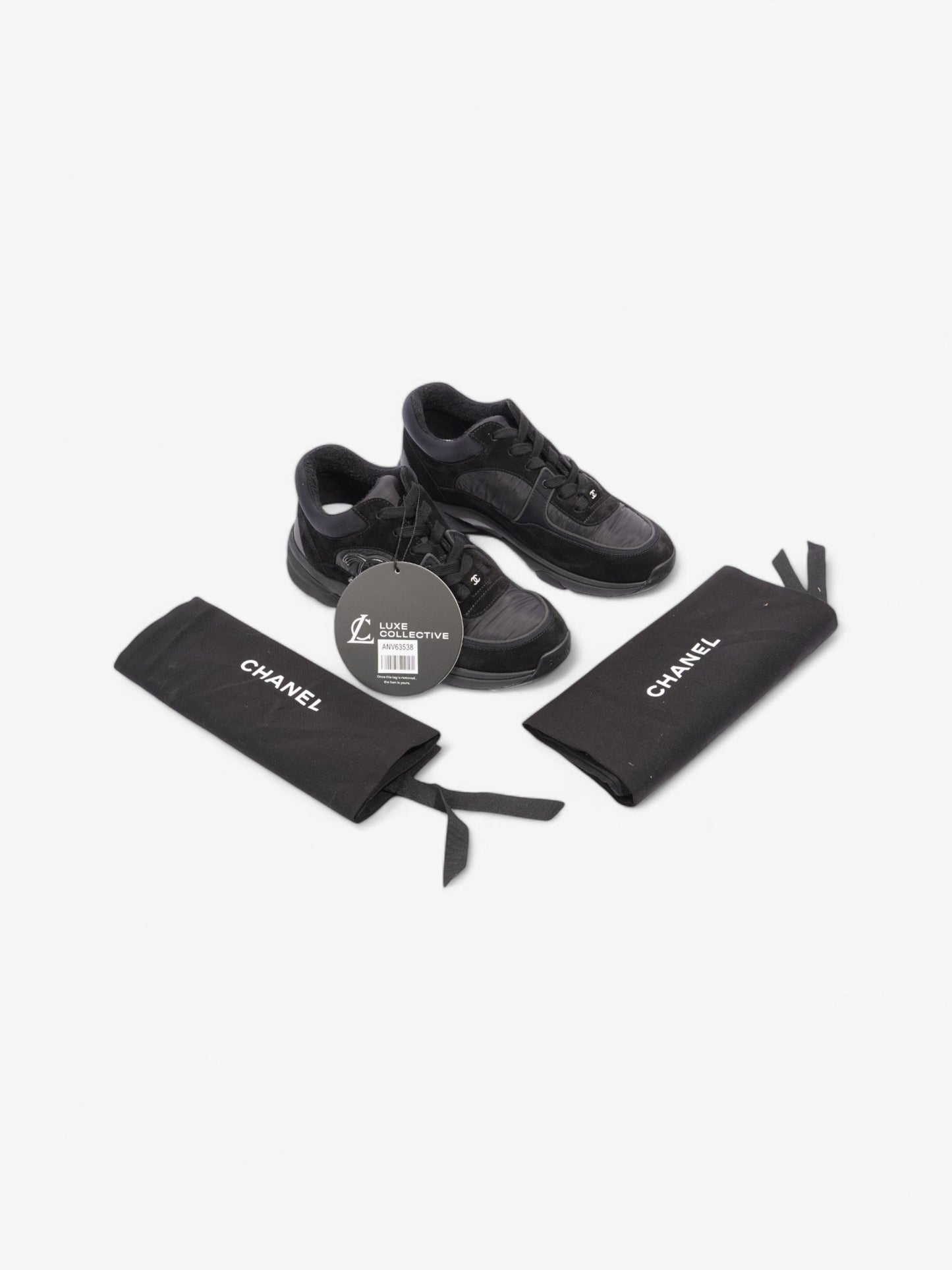 Chanel CC Logo Sneakers Black Suede EU 37.5 UK 4.5