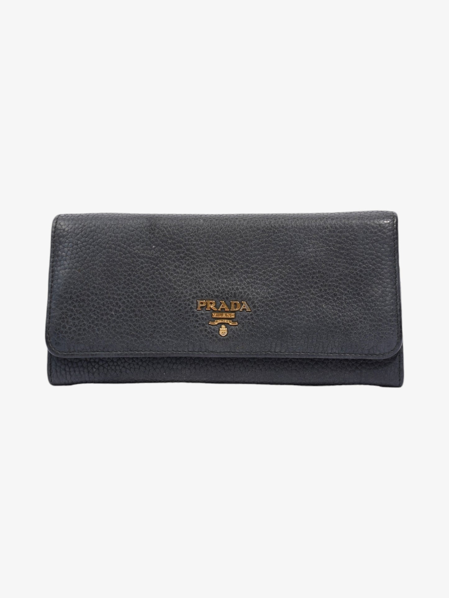 Prada Continental Wallet Dark Grey Leather