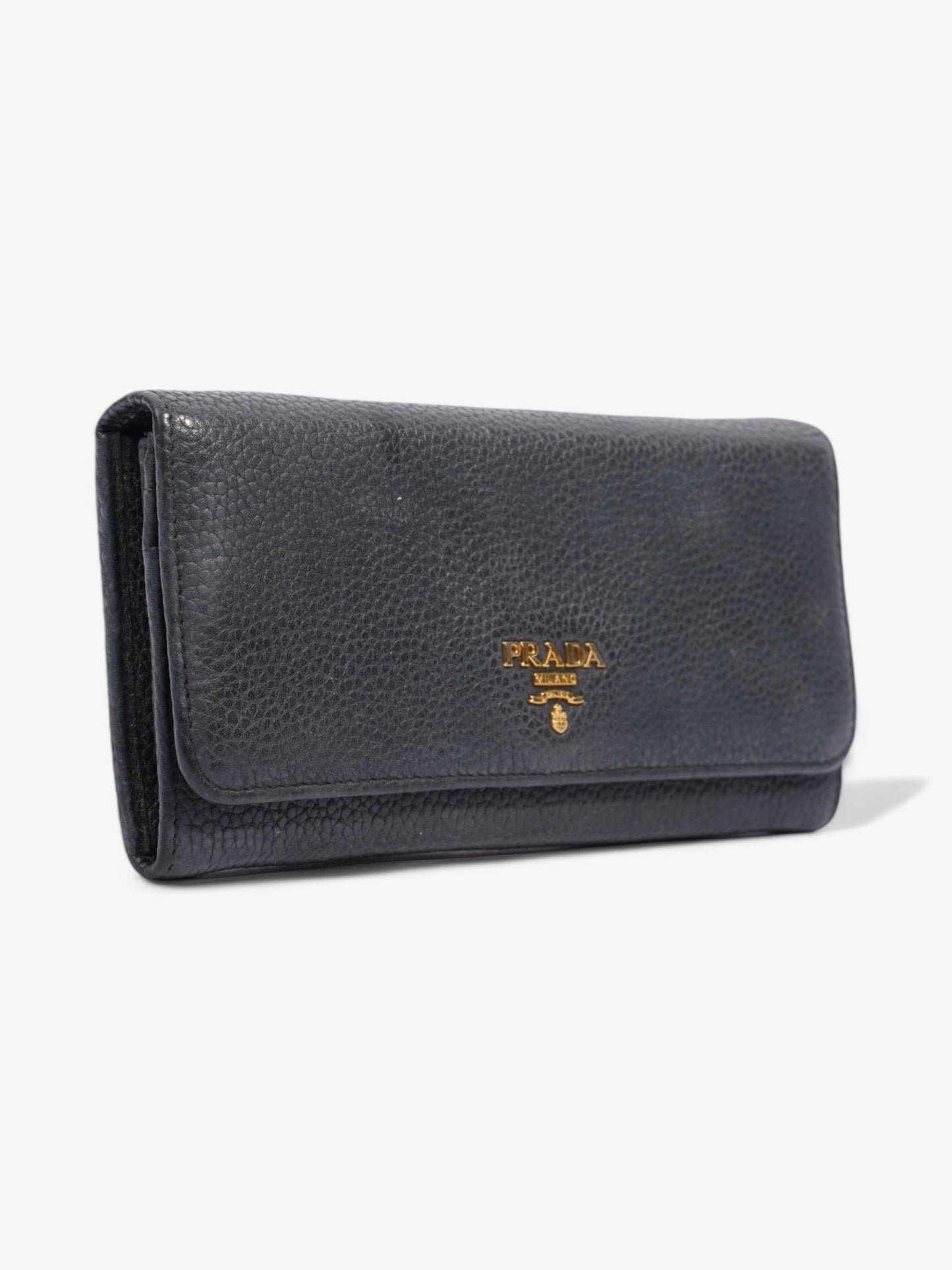 Prada Continental Wallet Dark Grey Leather