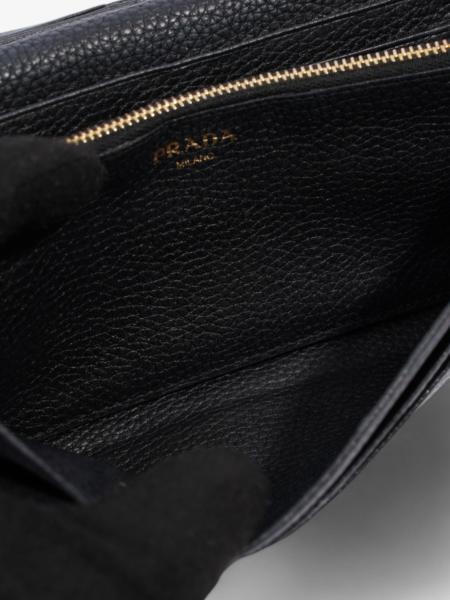 Prada Continental Wallet Dark Grey Leather
