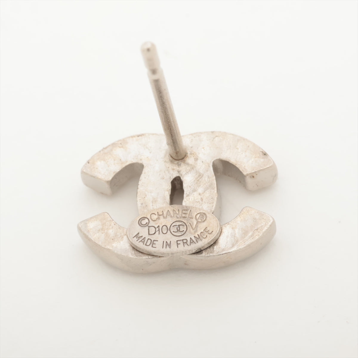 Chanel Coco Logo Rhinestone Silver Stud Earrings Costume Jewellery