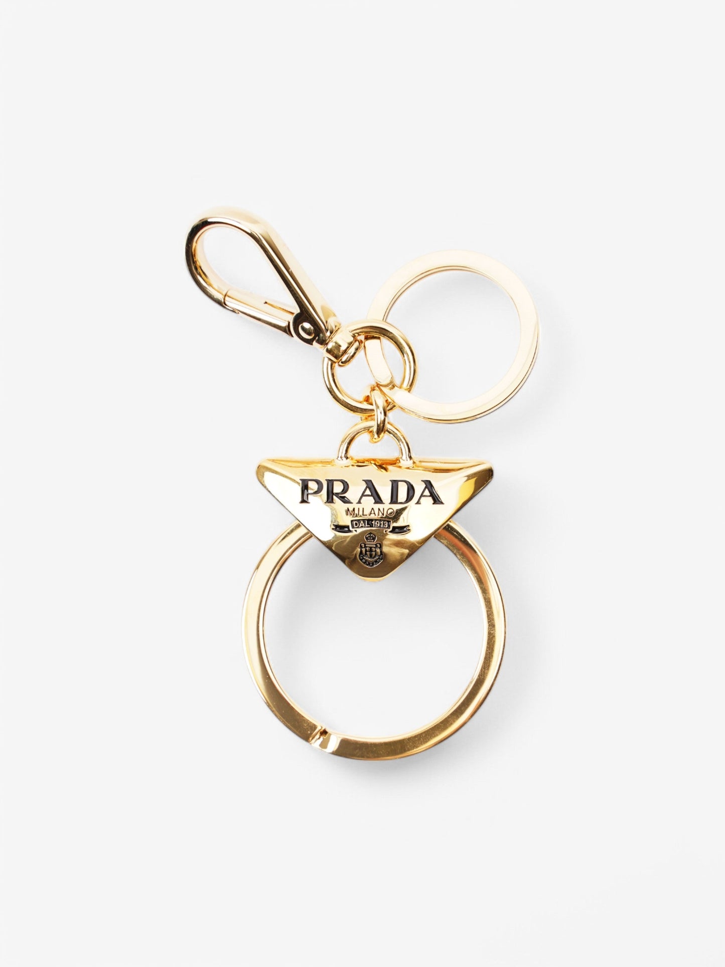 Prada Key Ring Gold Base Metal