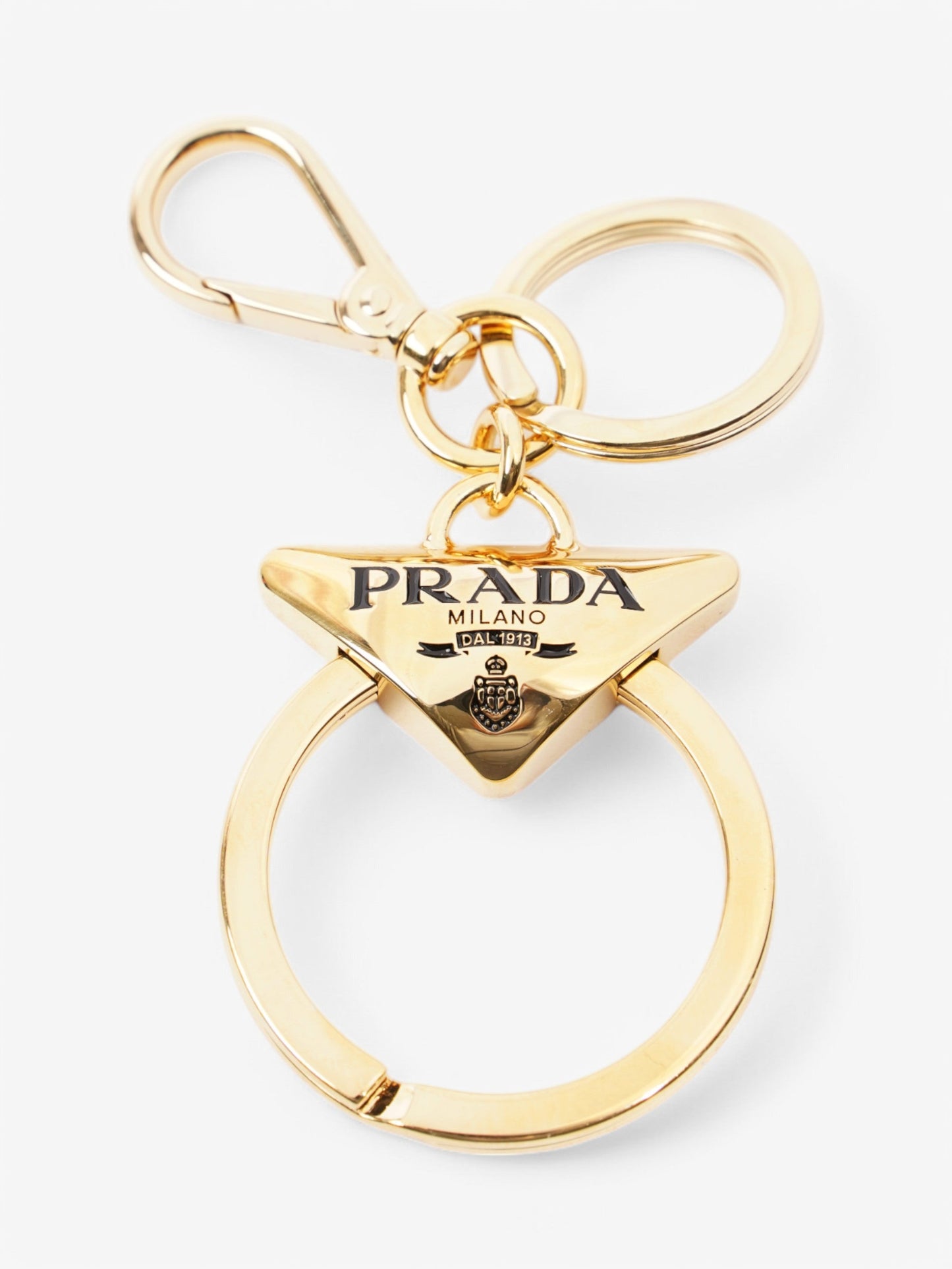 Prada Key Ring Gold Base Metal