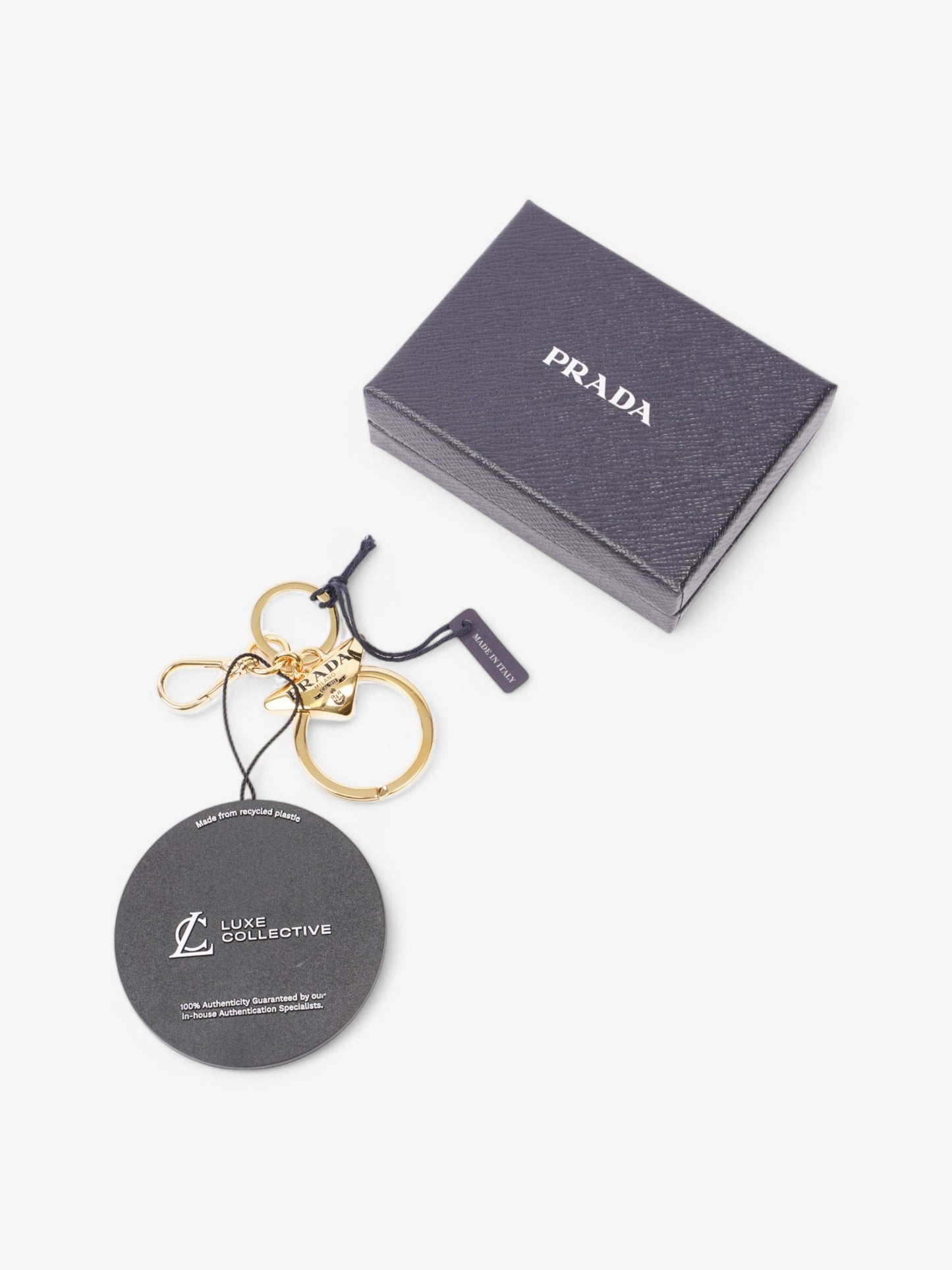 Prada Key Ring Gold Base Metal