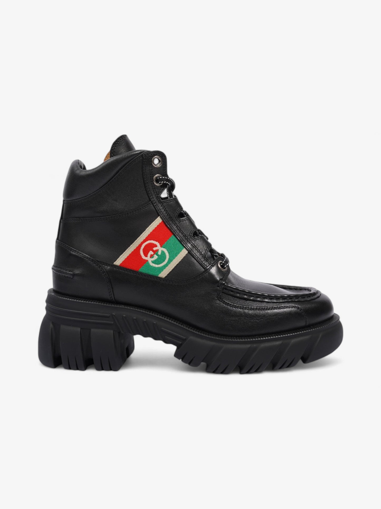 Gucci Interlocking GG Ankle Boots 65 Black / Red / Green Leather EU 42 UK 9
