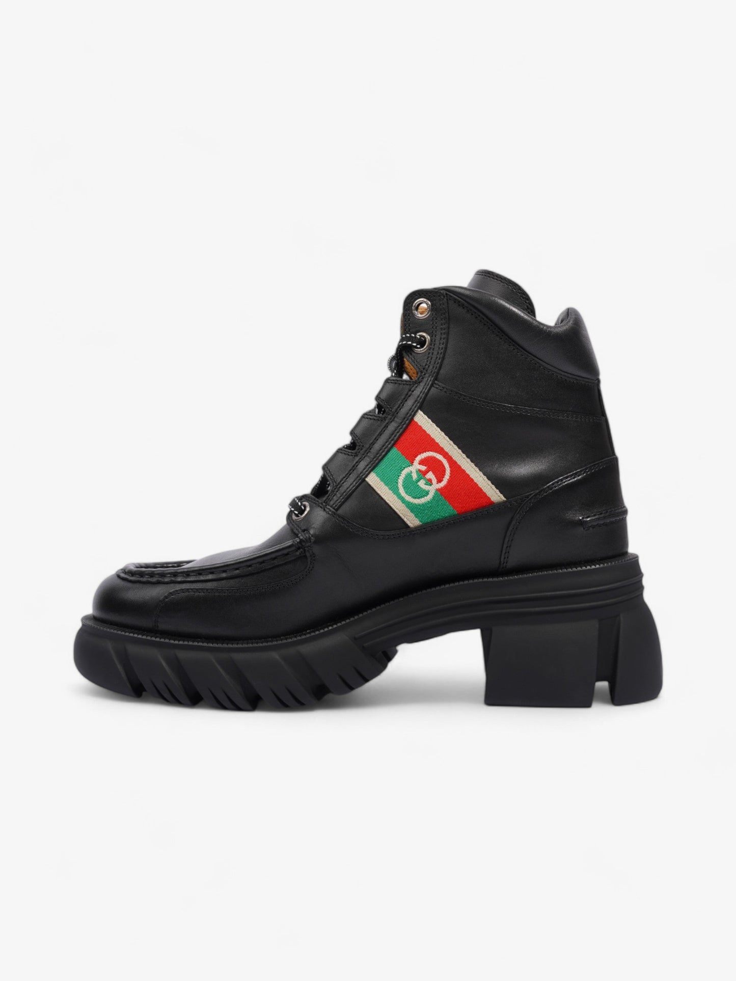 Gucci Interlocking GG Ankle Boots 65 Black / Red / Green Leather EU 42 UK 9