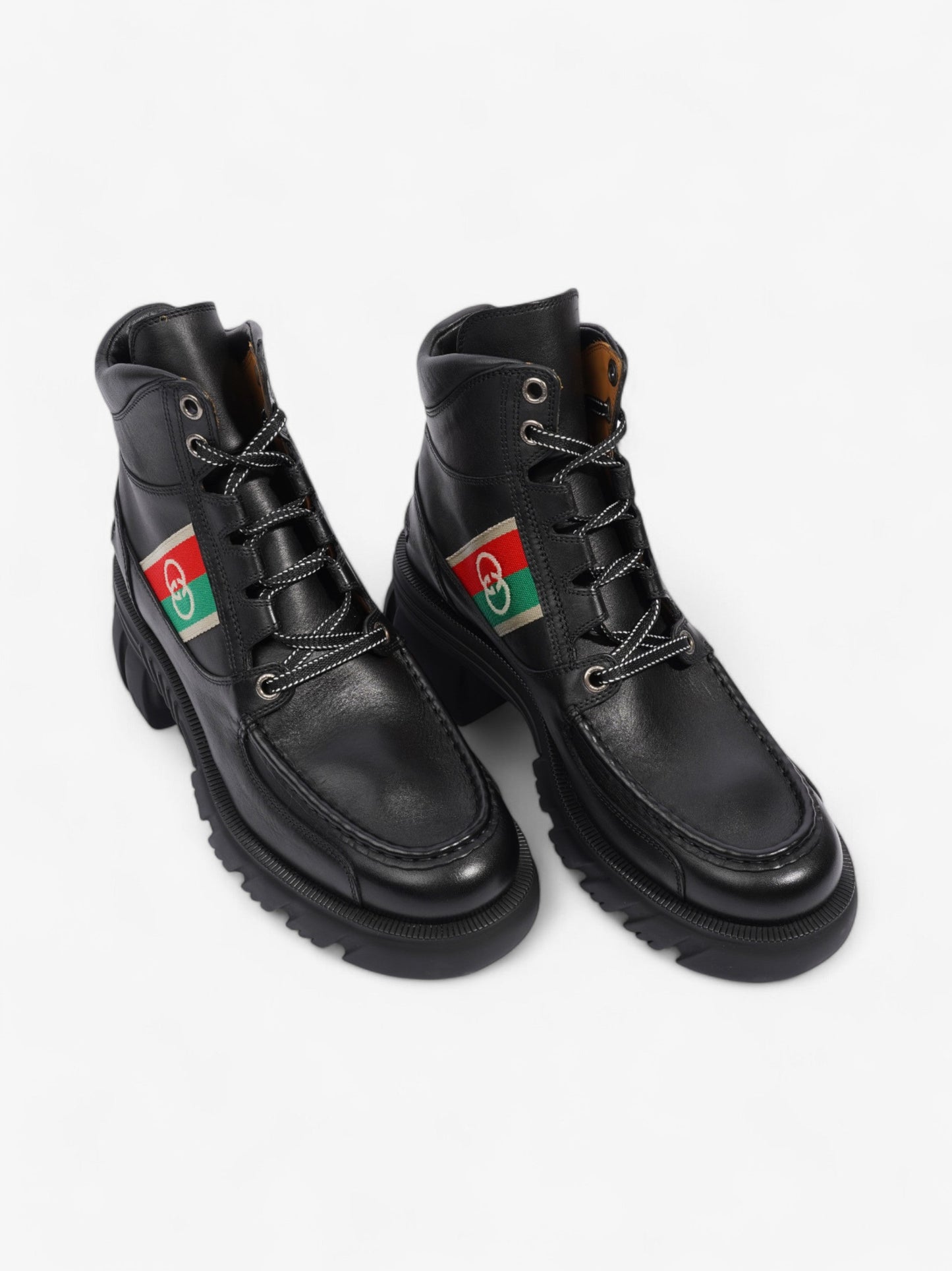 Gucci Interlocking GG Ankle Boots 65 Black / Red / Green Leather EU 42 UK 9
