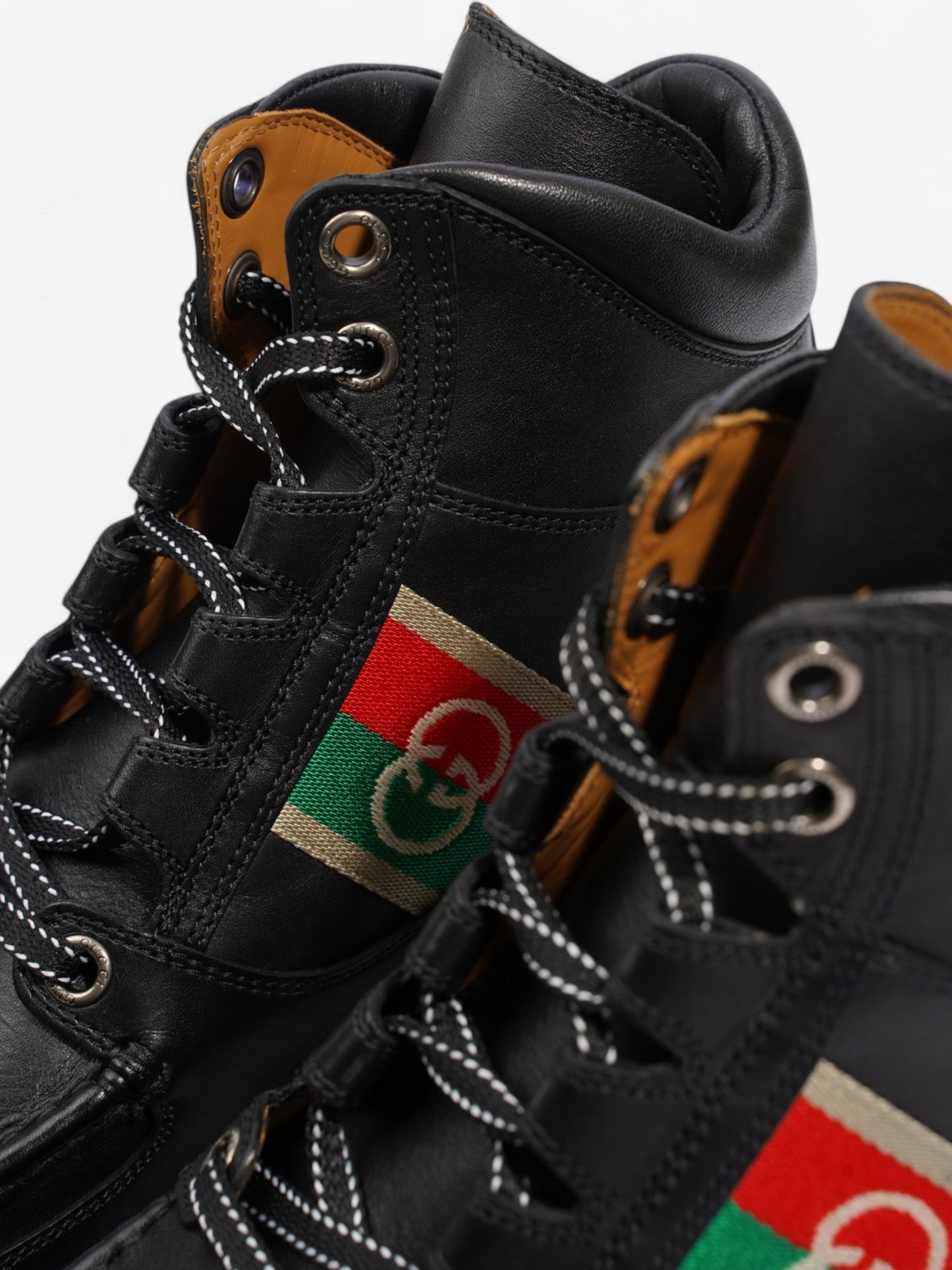 Gucci Interlocking GG Ankle Boots 65 Black / Red / Green Leather EU 42 UK 9