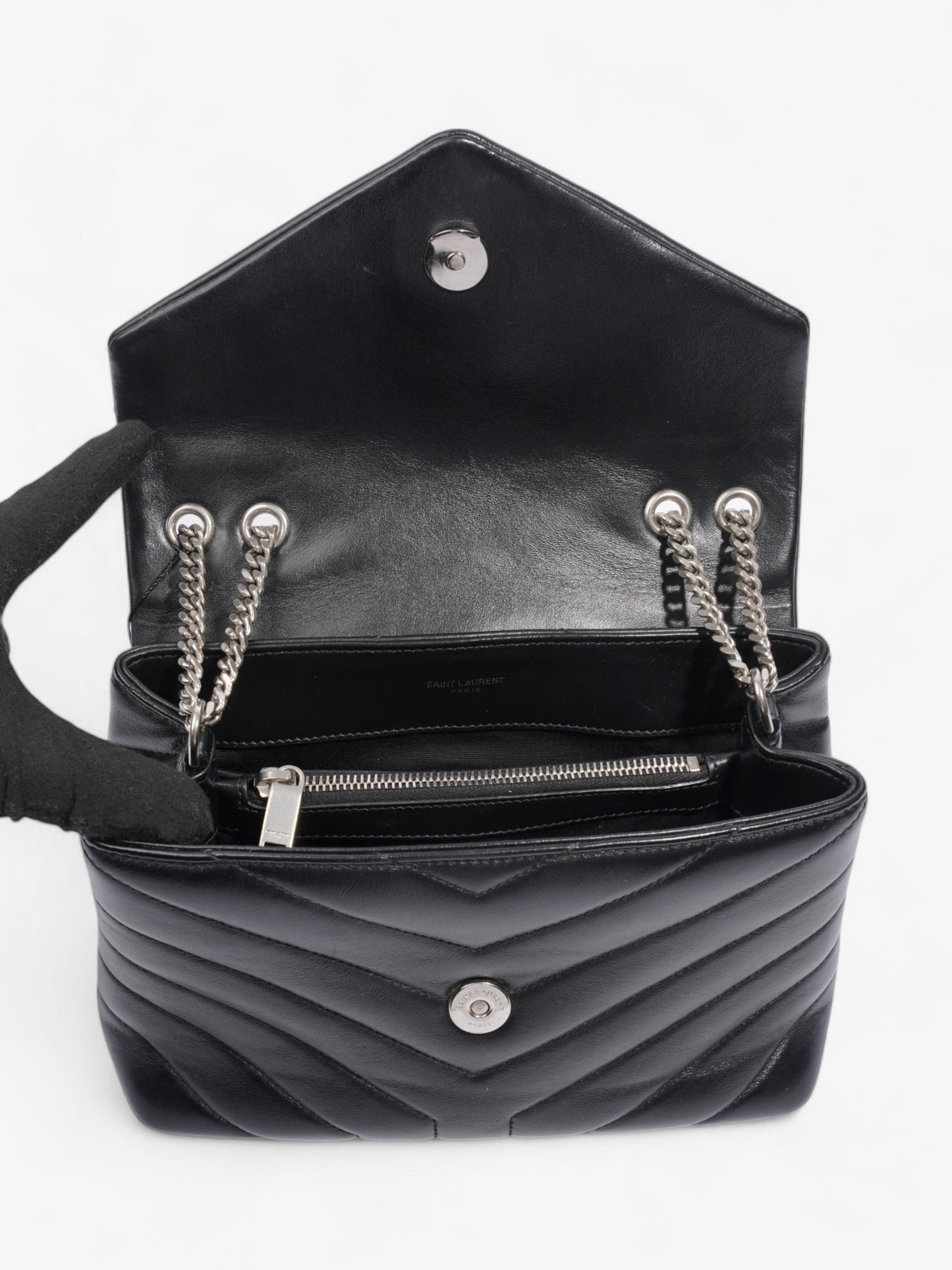 Saint Laurent Lou Lou Black Calfskin Leather Small