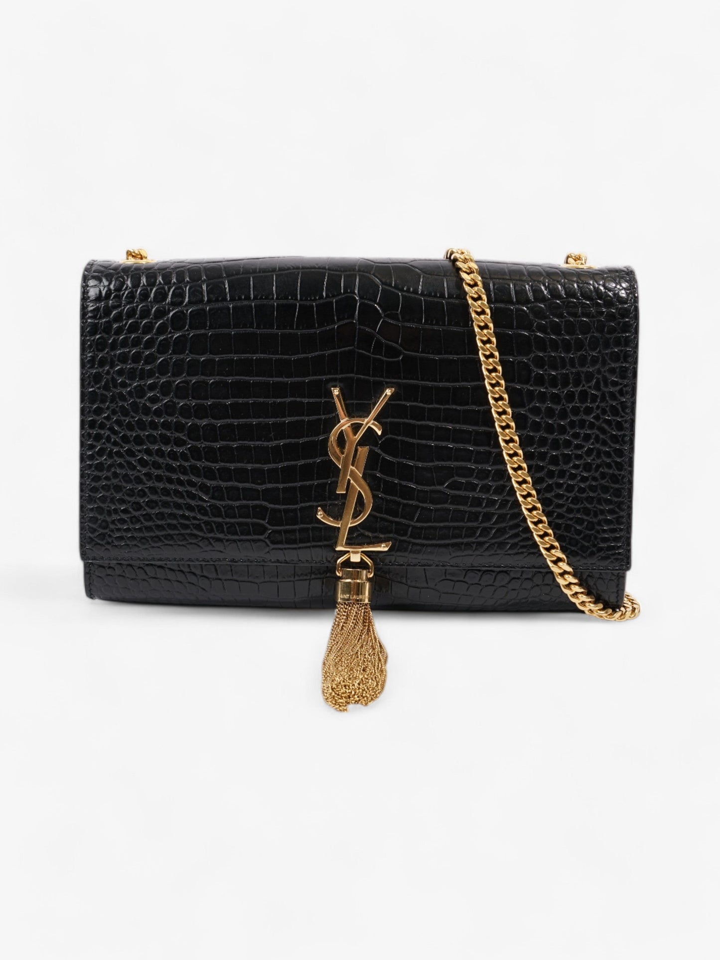 Saint Laurent Kate Tassel Black Embossed Leather Medium