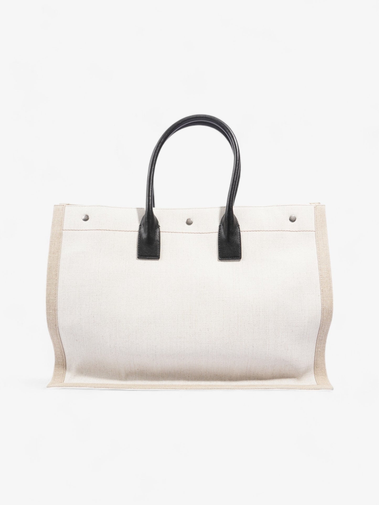 Saint Laurent Rive Gauche Tote White / Beige Cotton Large