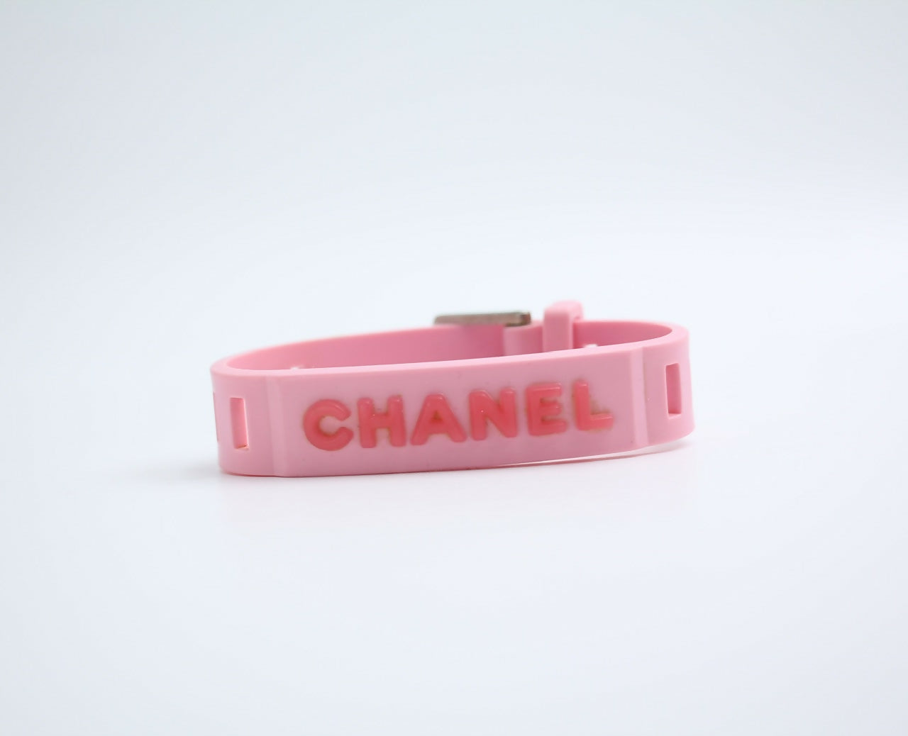 Chanel Vintage 99P Rubber Pink with Peach Wording Bracelet