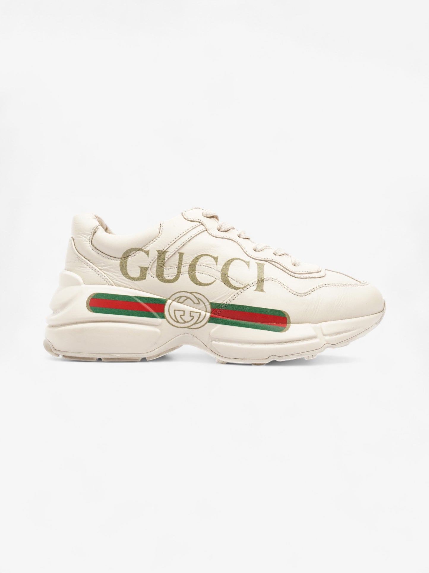 Gucci Rython Sneakers Beige / Green / Red Leather EU 38 UK 5