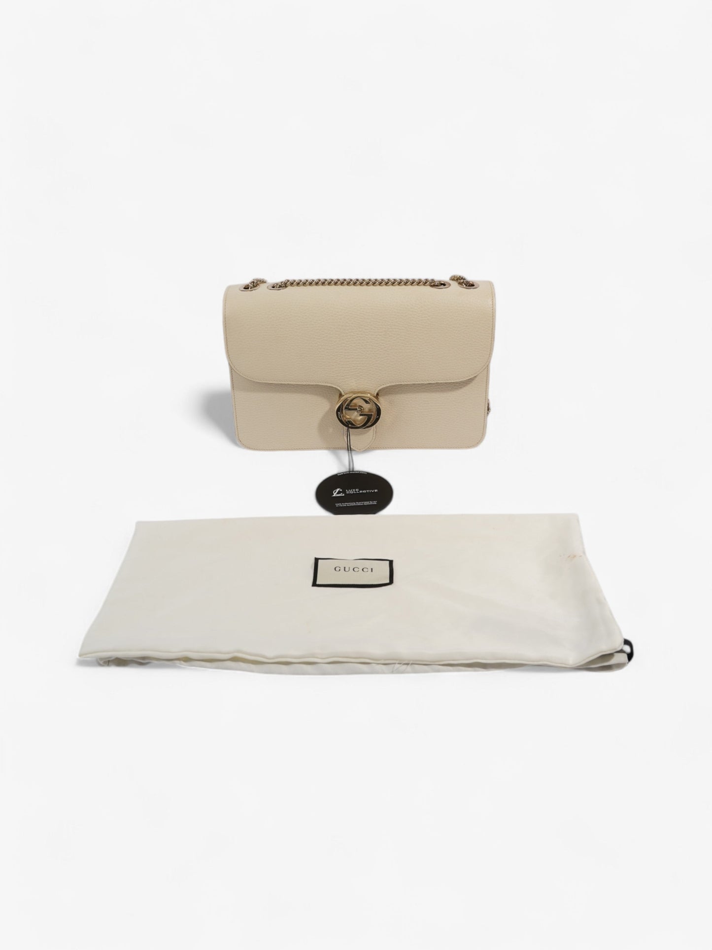 Gucci Dollar Interlocking G Ivory Calfskin Leather Medium