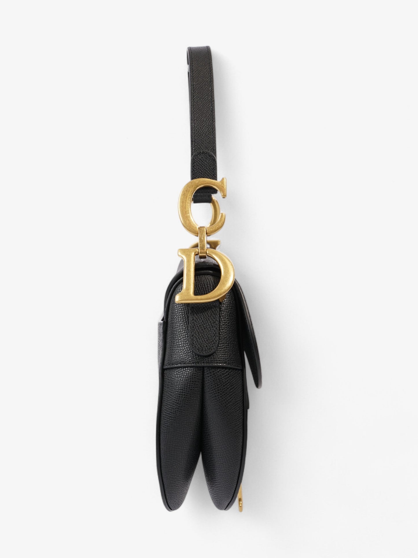 Christian Dior Saddle Bag with Strap Black Calfskin Leather