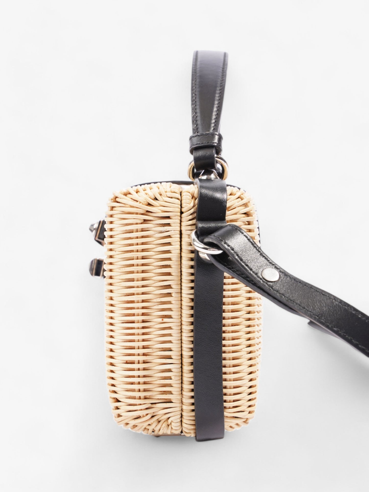 Prada Wicker Top Handle Black / Natural Wicker