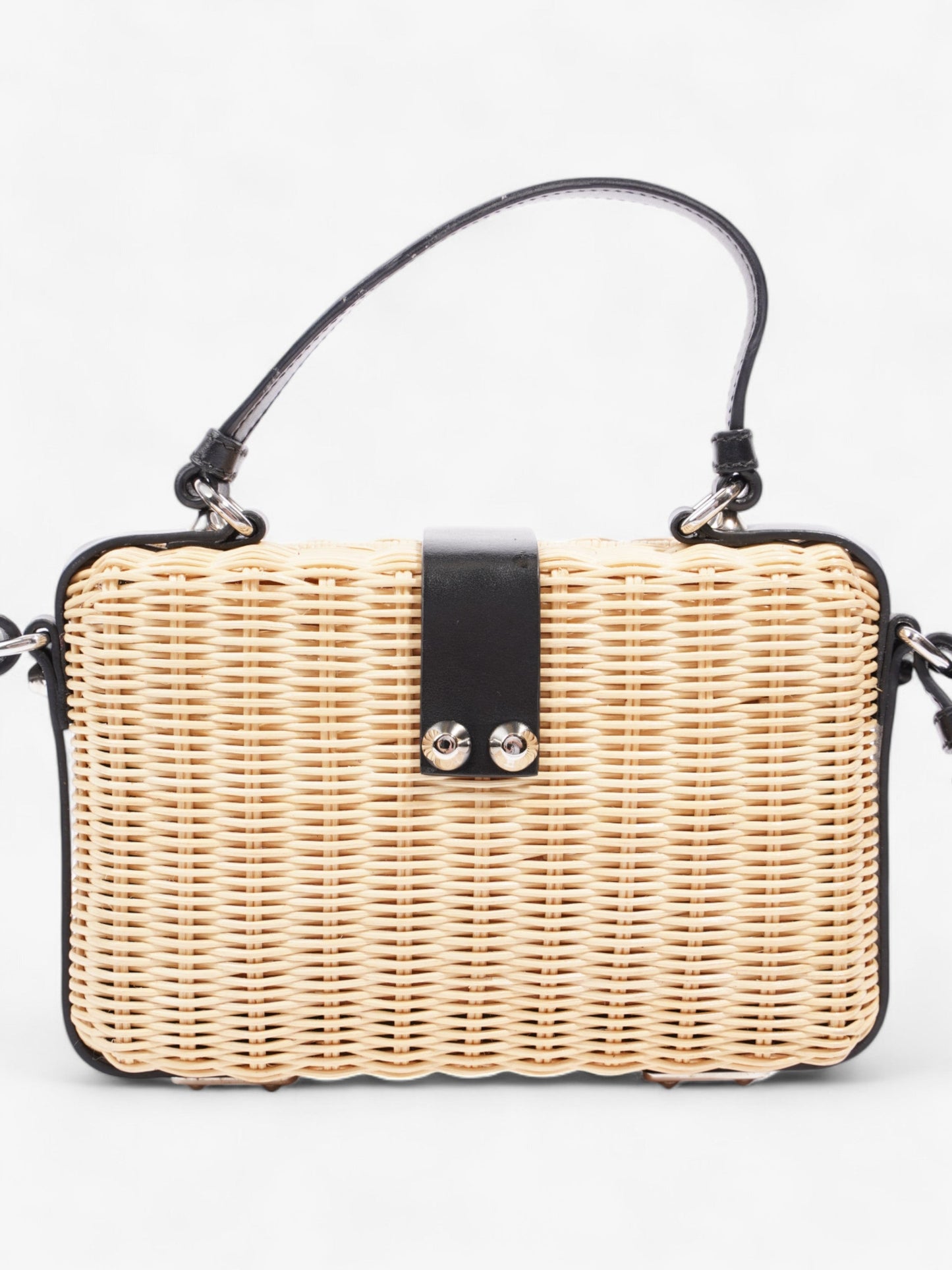 Prada Wicker Top Handle Black / Natural Wicker