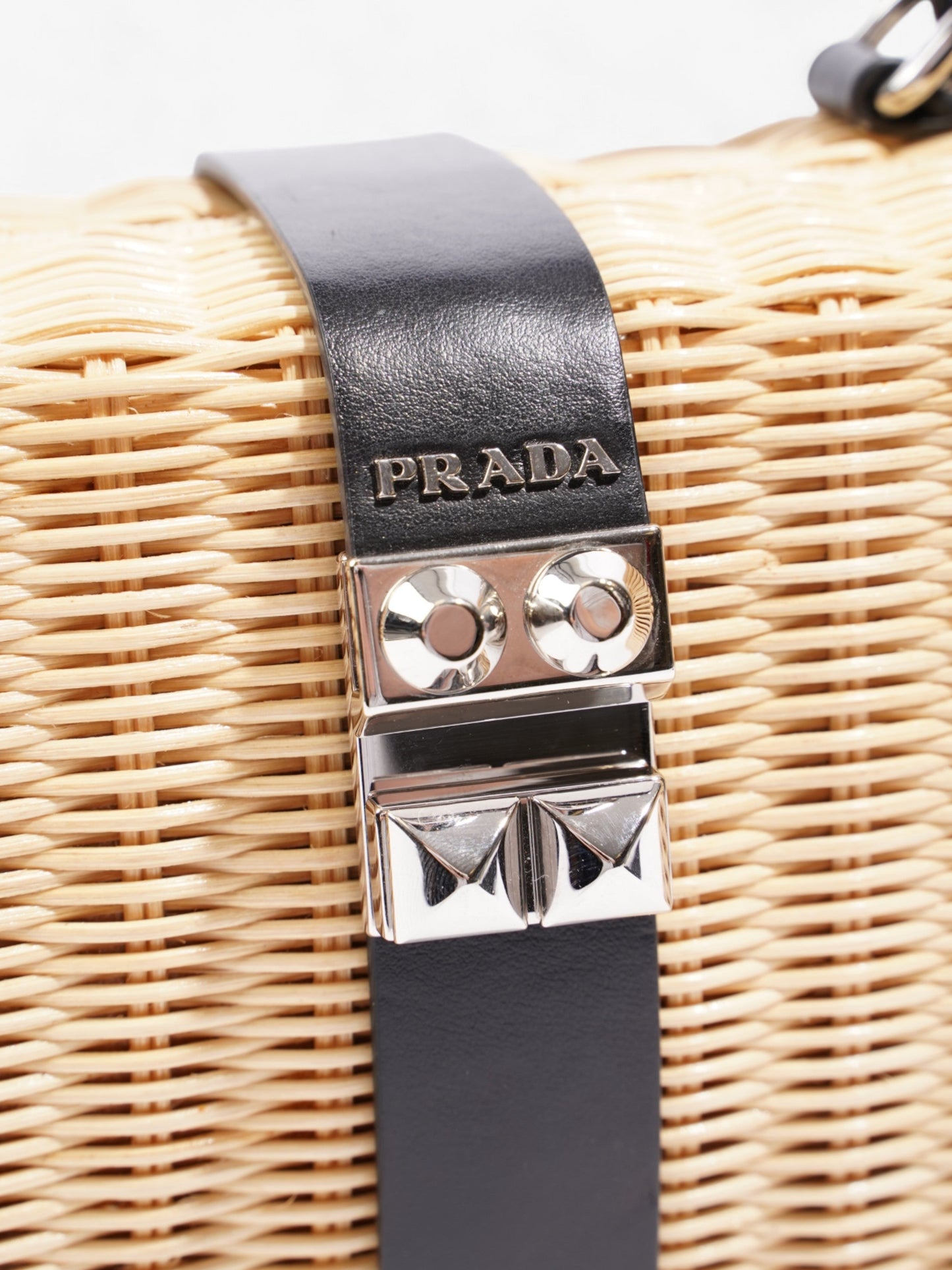 Prada Wicker Top Handle Black / Natural Wicker